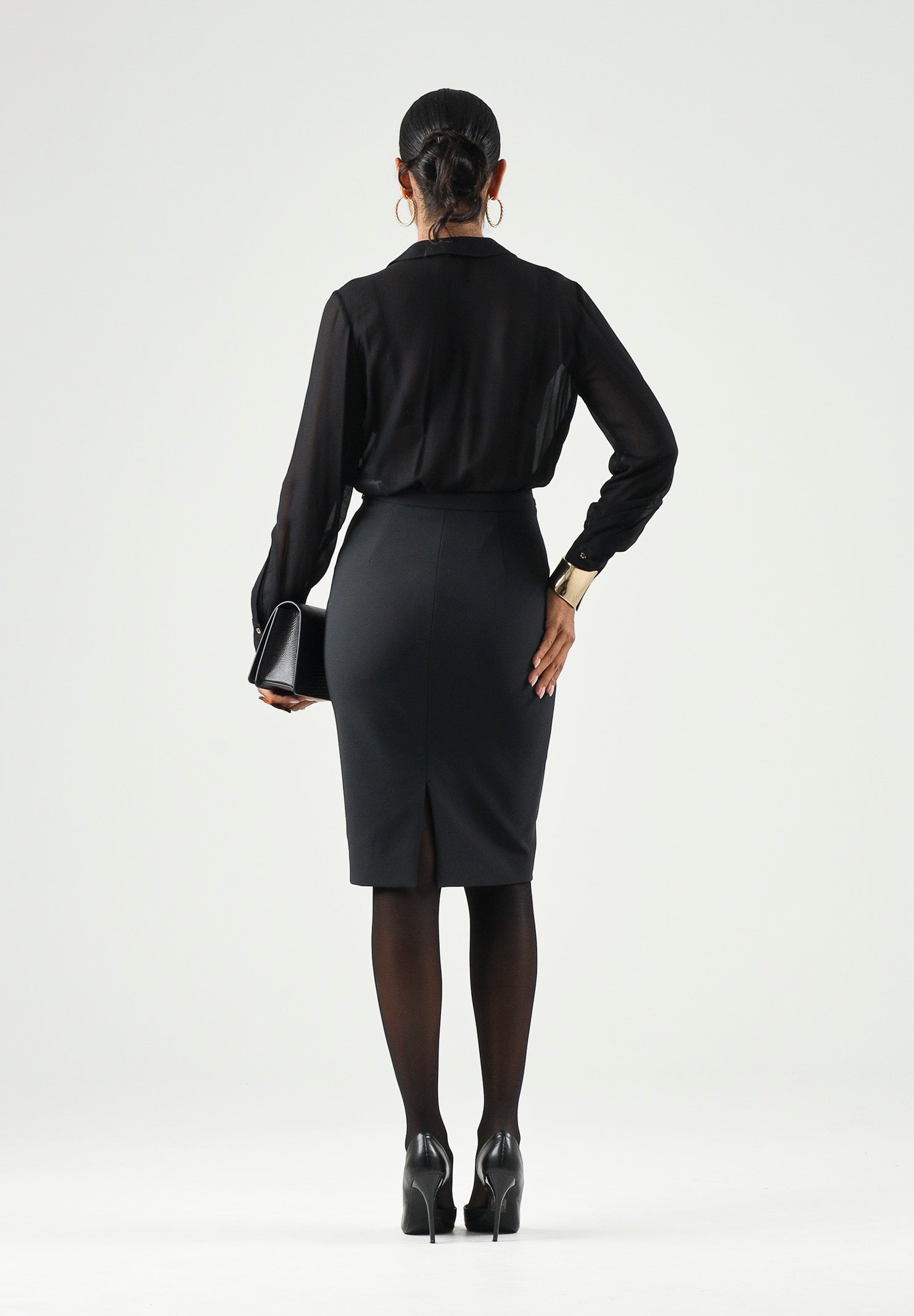 ELISABETTA FRANCHI Gonna IN DOPPIO CRÊPE STRETCH nera da donna GO22366E2 110 ELISABETTA FRANCHI