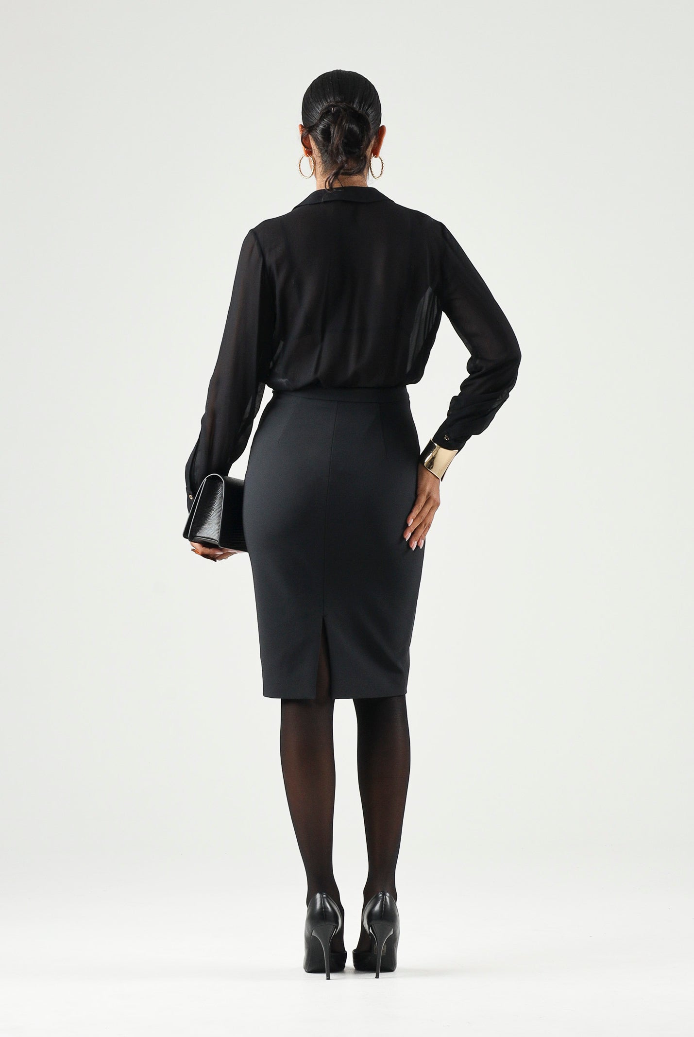 ELISABETTA FRANCHI Gonna IN DOPPIO CRÊPE STRETCH nera da donna GO22366E2 110 ELISABETTA FRANCHI