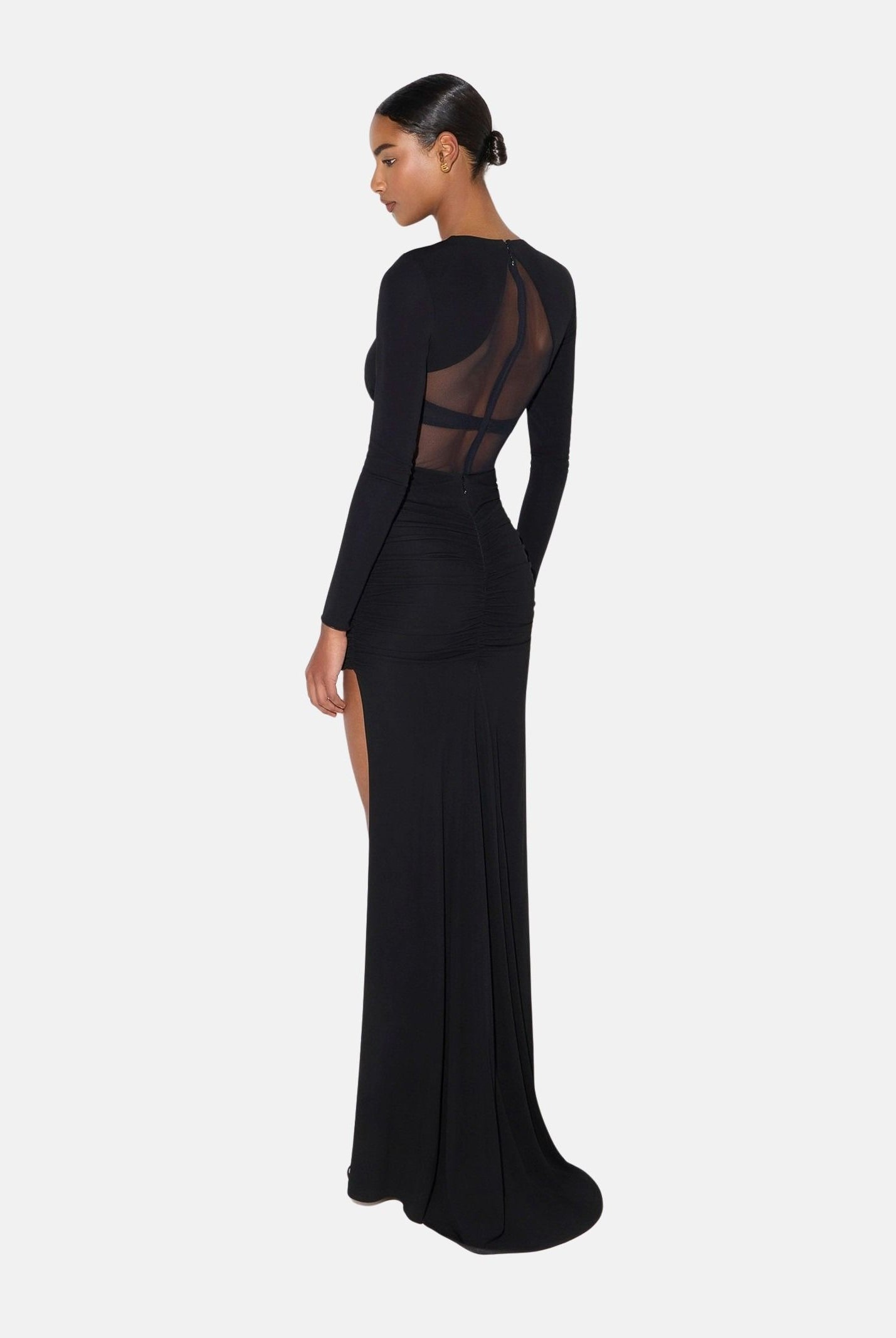 ELISABETTA FRANCHI Gonna in jersey nero da donna con drappeggio e dettagli logo dorati.<BR/> GO24867E2 110 ELISABETTA FRANCHI