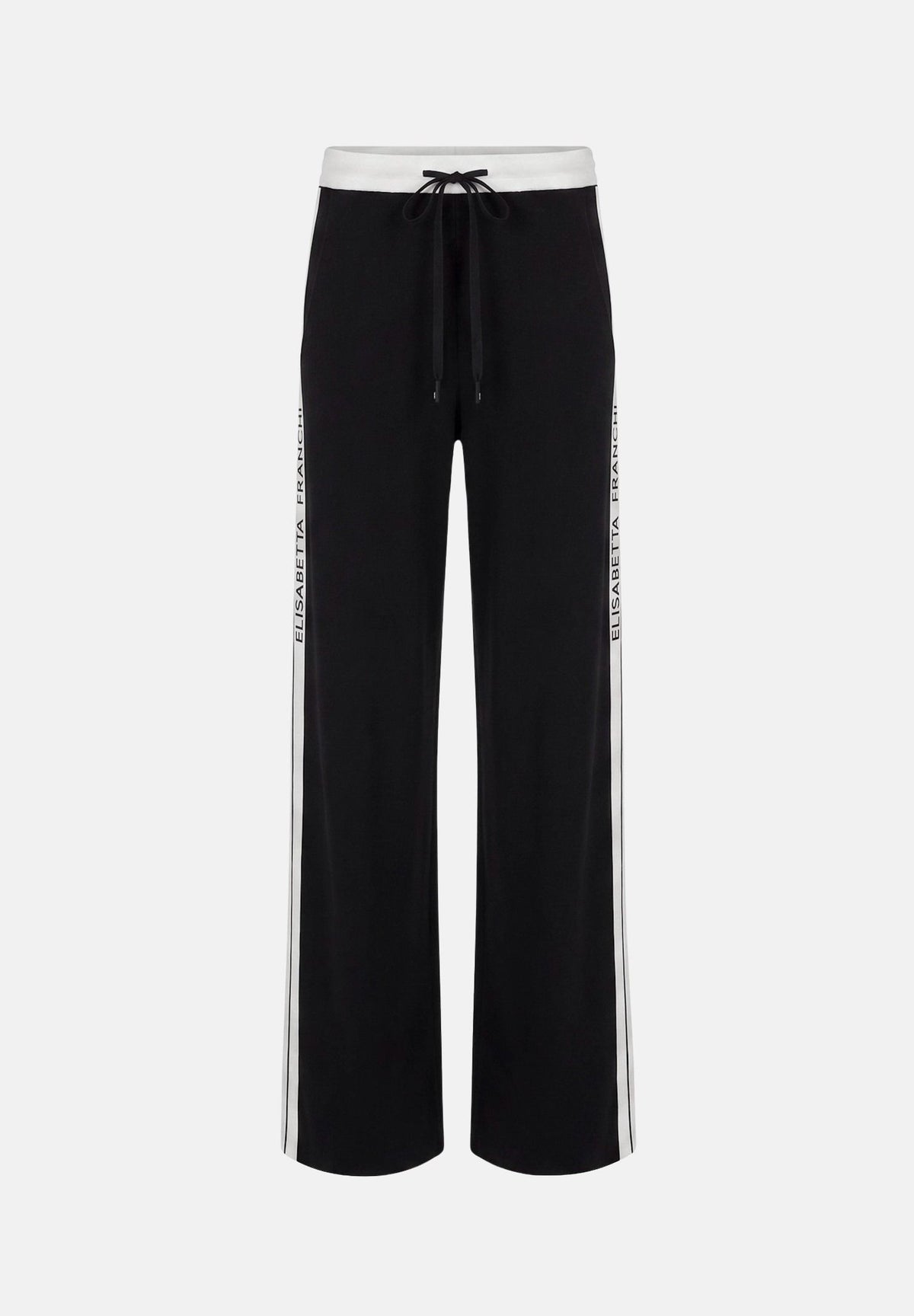 ELISABETTA FRANCHI Pantaloni JOGGER neri da donna con coulisse in vita e bande laterali a contrasto. KP75S66E2 685 ELISABETTA FRANCHI
