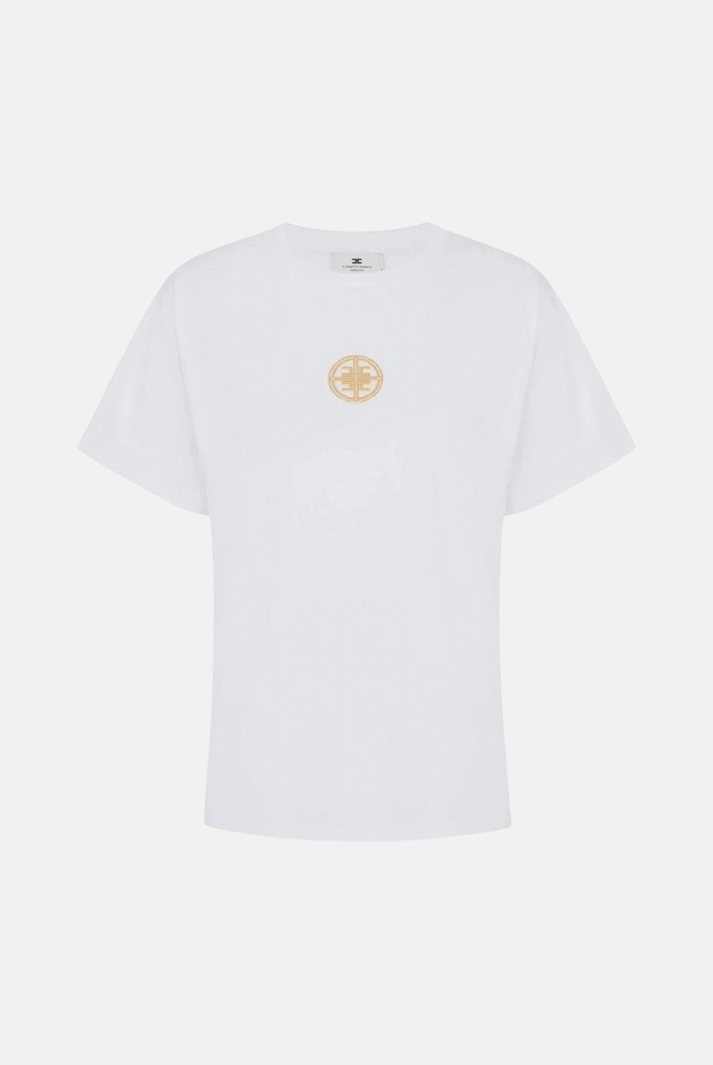 ELISABETTA FRACHI T-shirt manica corta gesso- bianca da donna con logo gioiello MA00866E2 270 ELISABETTA FRANCHI