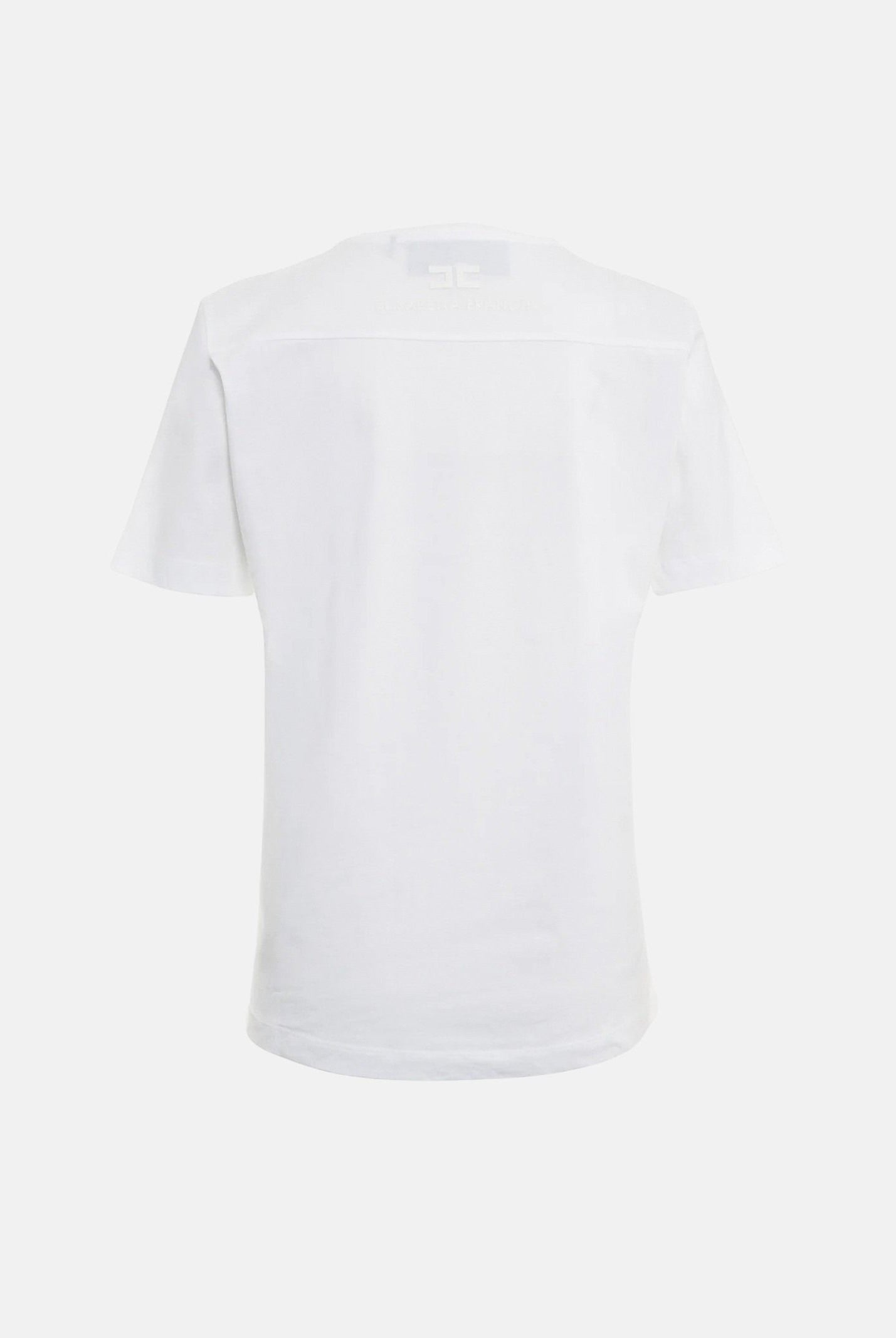 ELISABETTA FRANCHI T-shirt in cotone gesso-bianco, da donna con ricamo catena <BR/> MA66A66E2 270 ELISABETTA FRANCHI