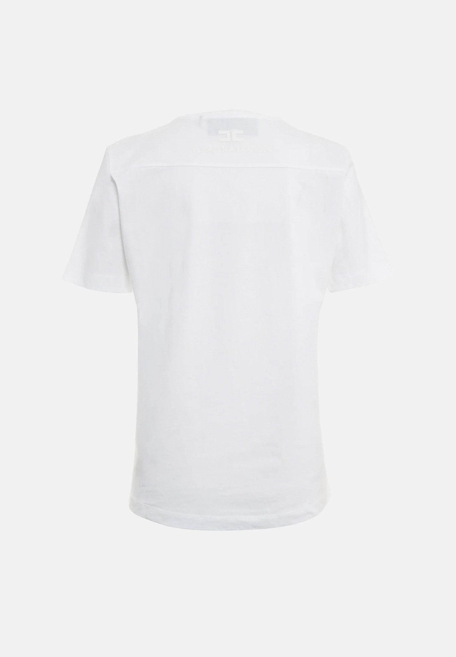 ELISABETTA FRANCHI T-shirt in cotone gesso-bianco, da donna con ricamo catena <BR/> MA66A66E2 270 ELISABETTA FRANCHI