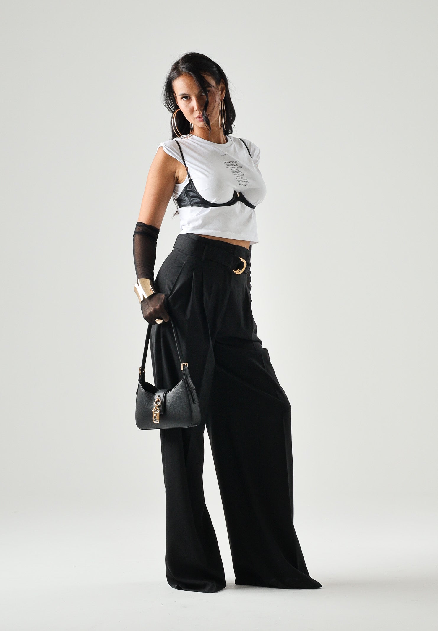 ELISABETTA FRANCHI T-shirt manica corta gesso bianco da donna con reggiseno applicato, stampa lettering<BR/> MA71P66E2 270 ELISABETTA FRANCHI