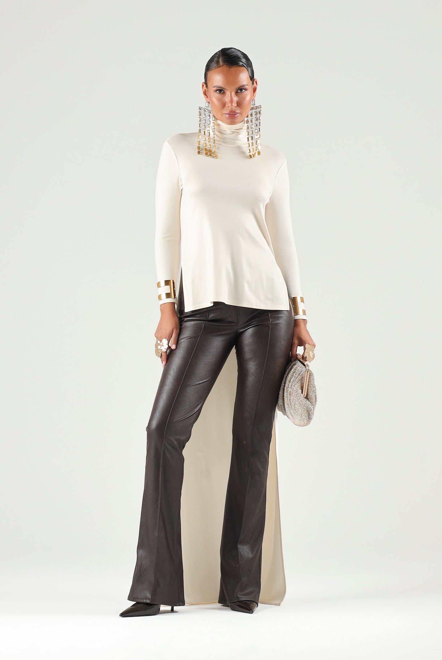 ELISABETTA FRANCHI Maglia MAGLIA IN JERSEY LUCIDO colore basico burro, beige donna. MD00467E2 193 ELISABETTA FRANCHI