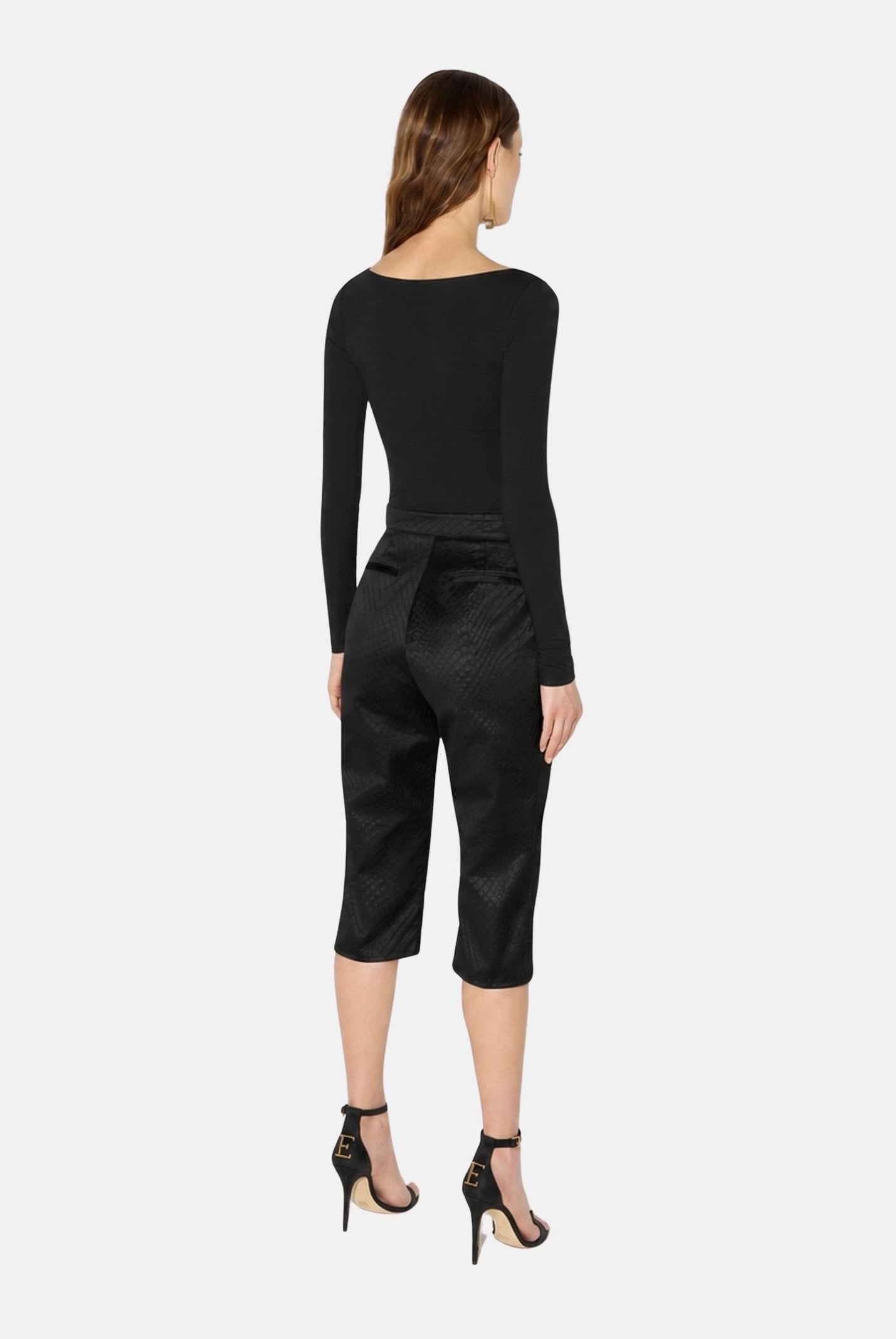 ELISABETTA FRANCHI Maglia scollo a V nera da donna con logo gioiello MD00567E2 110 ELISABETTA FRANCHI