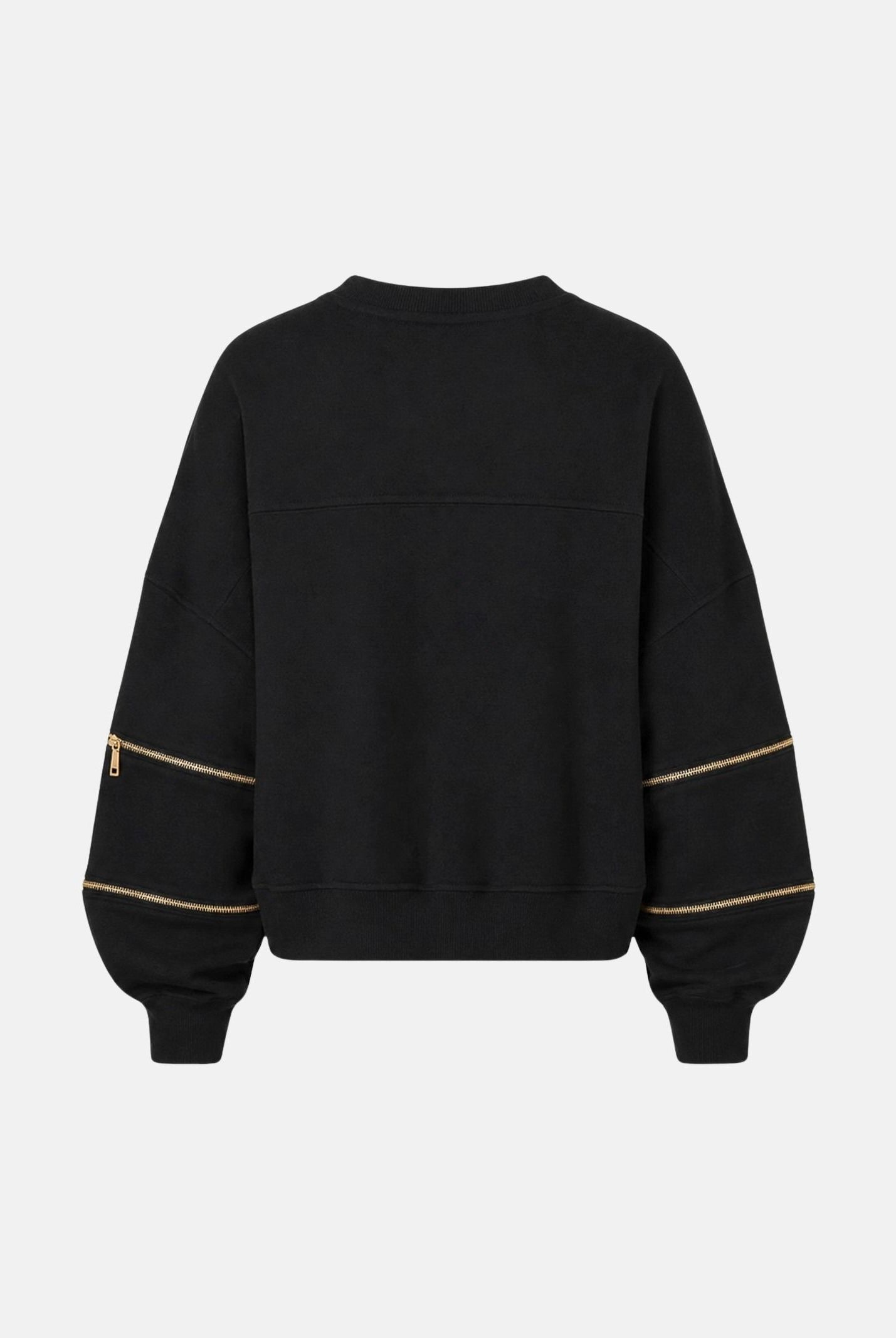 ELISABETTA FRANCHI Felpa girocollo nero da donna con monogramma frontale<BR/> MD05P66E2 110 ELISABETTA FRANCHI
