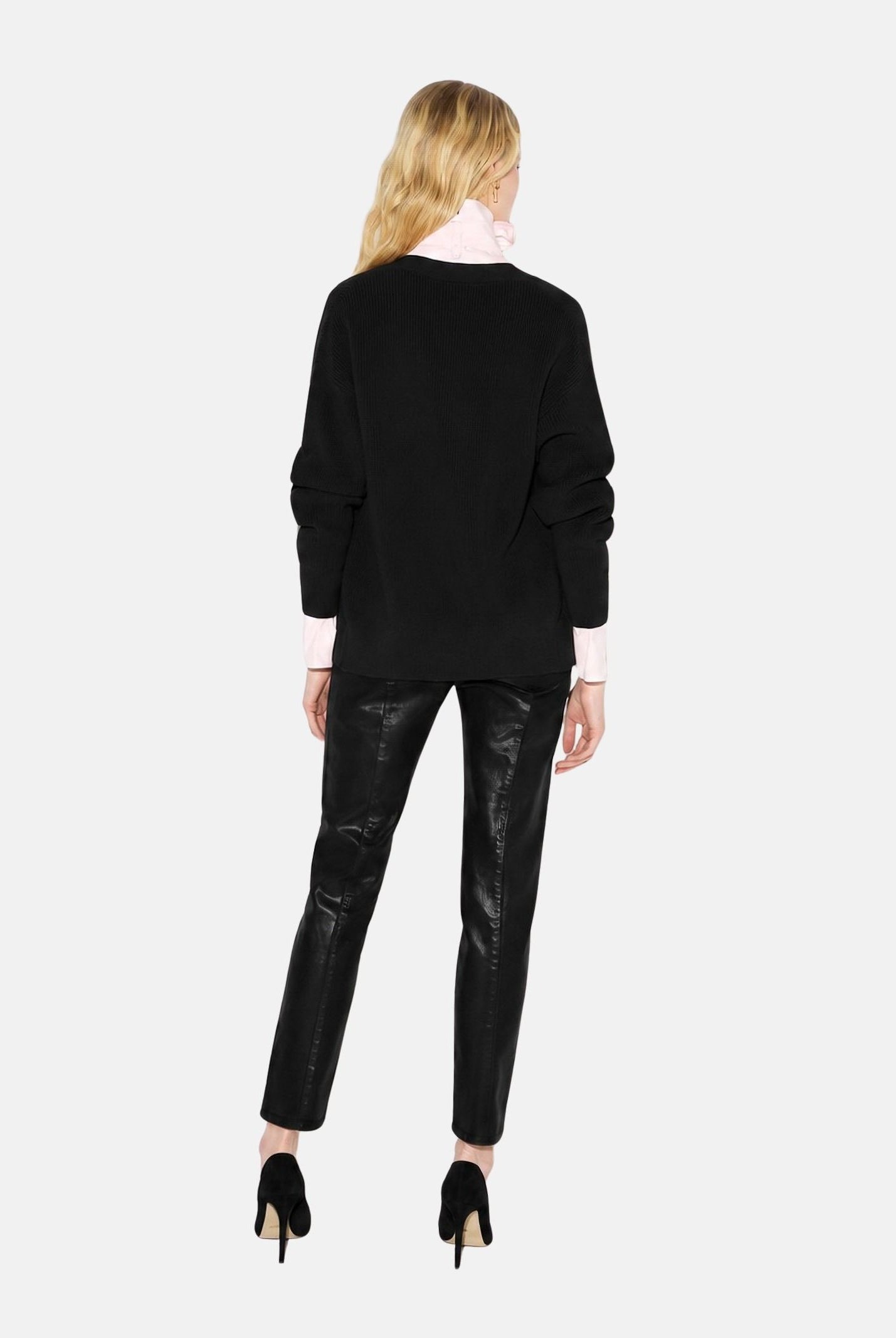 ELISABETTA FRANCHI Cardigan in maglia nero da donna con bottoni e chiusure gioiello MK01S66E2 110 ELISABETTA FRANCHI