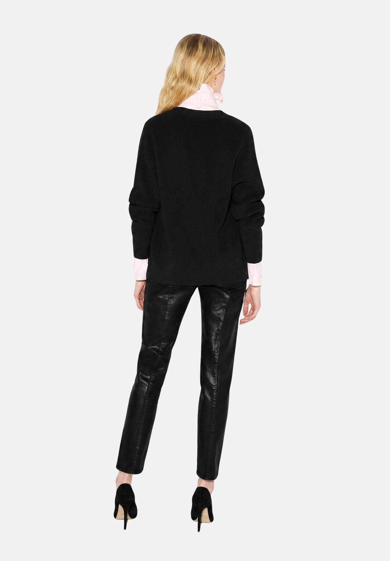 ELISABETTA FRANCHI Cardigan in maglia nero da donna con bottoni e chiusure gioiello MK01S66E2 110 ELISABETTA FRANCHI