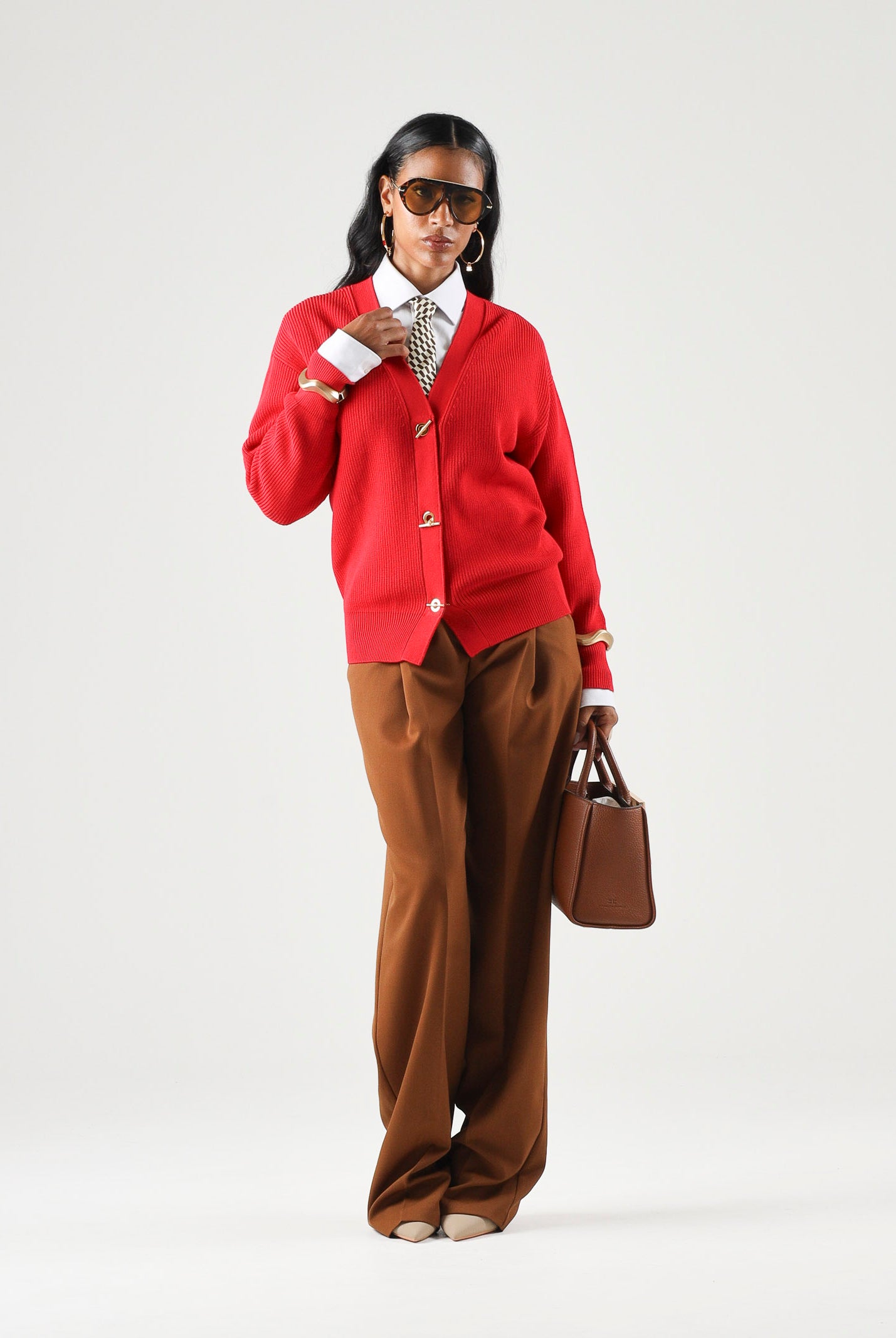 ELISABETTA FRANCHI Cardigan in maglia red passion rosso da donna con bottoni gioiello<BR/> MK01S66E2 CG5 ELISABETTA FRANCHI