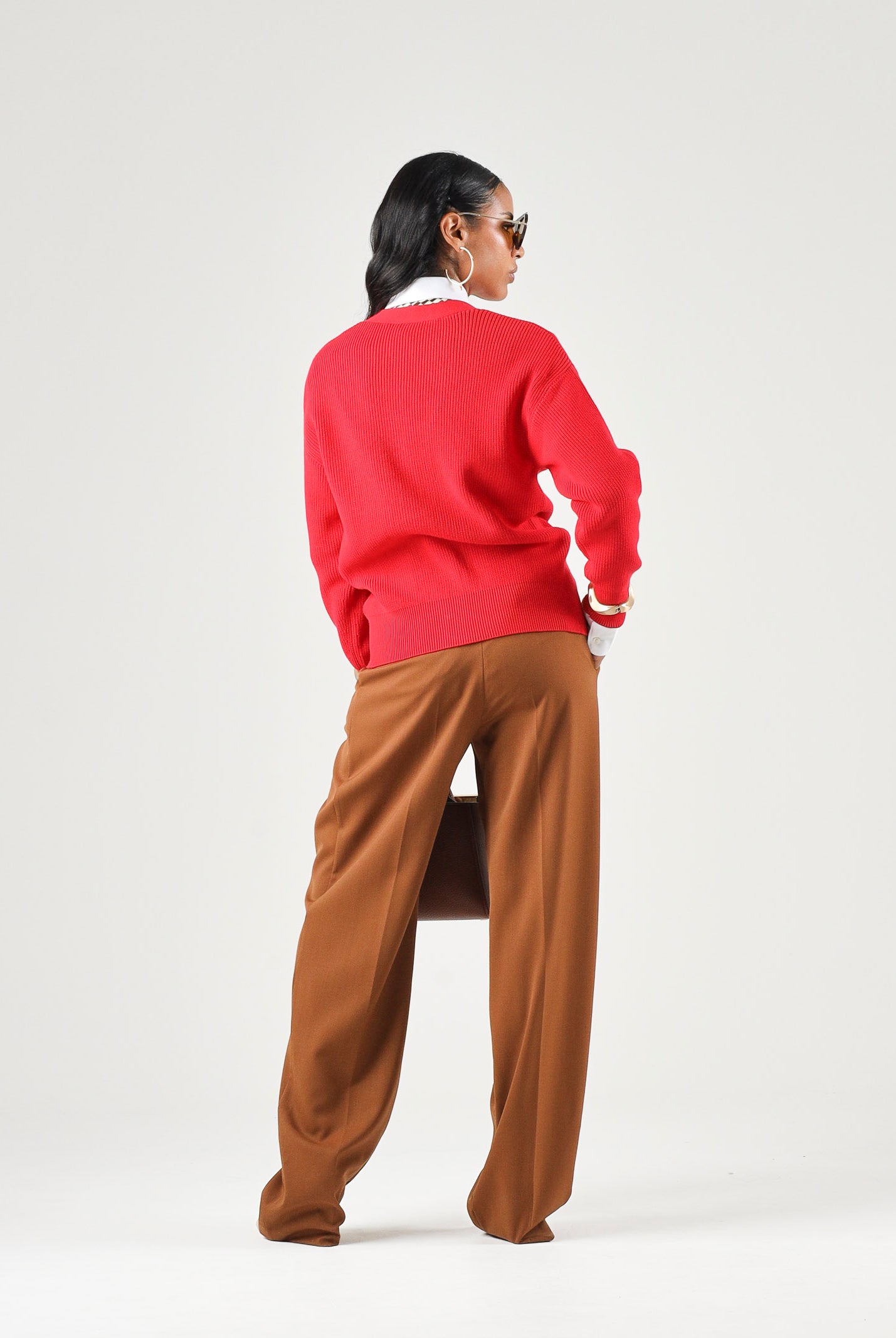ELISABETTA FRANCHI Cardigan in maglia red passion rosso da donna con bottoni gioiello<BR/> MK01S66E2 CG5 ELISABETTA FRANCHI
