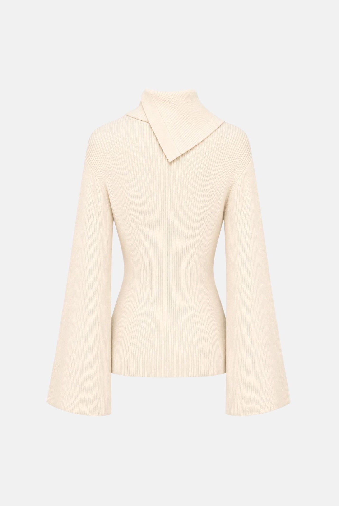 ELISABETTA FRANCHI Maglia con collo asimmetrico, color burro-crema da donna con bottoni gioiello dorati<BR/> MK03S66E2 193 ELISABETTA FRANCHI