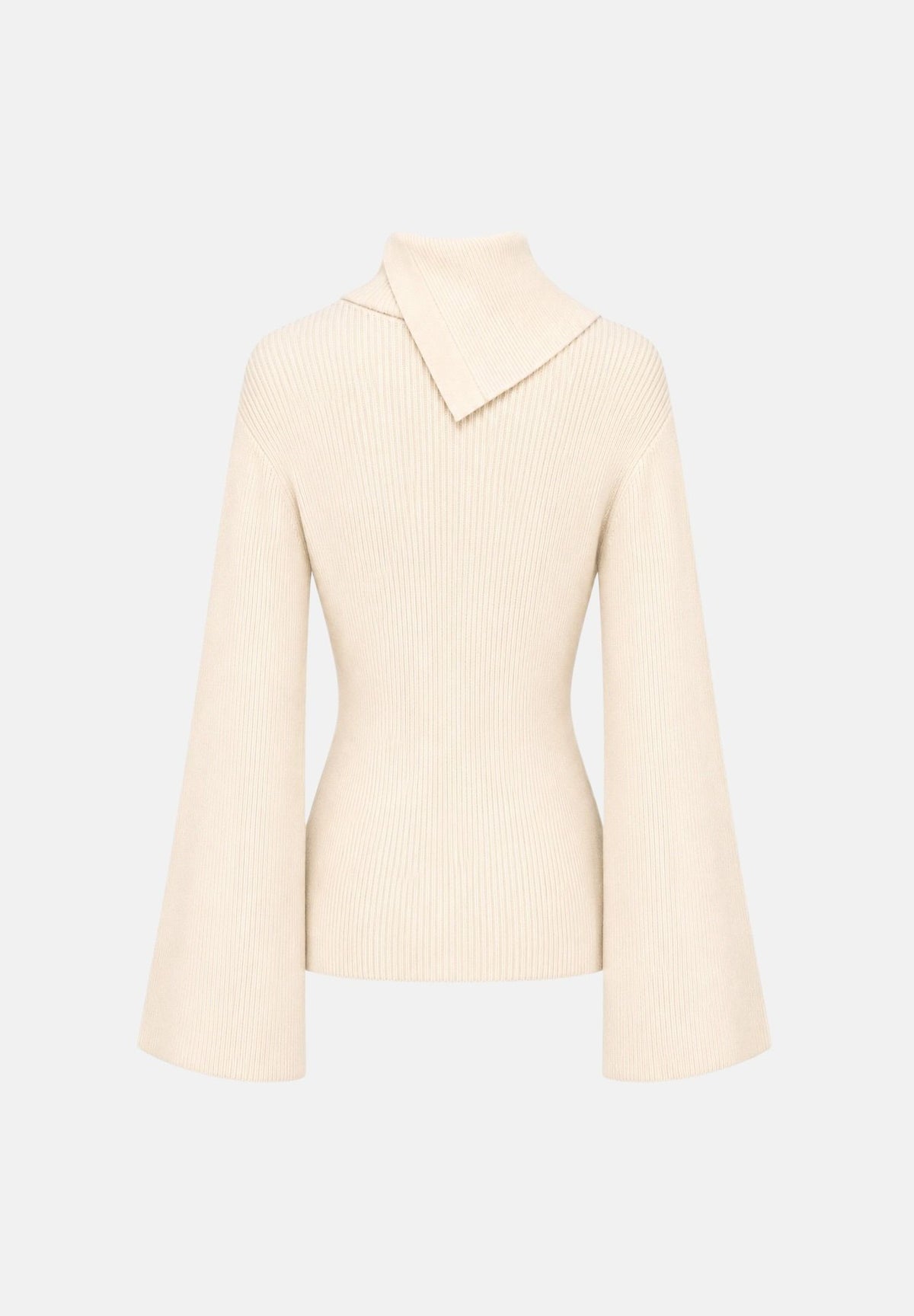 ELISABETTA FRANCHI Maglione con collo asimmetrico, color burro-crema da donna con bottoni gioiello dorati<BR/> MK03S66E2 193 ELISABETTA FRANCHI