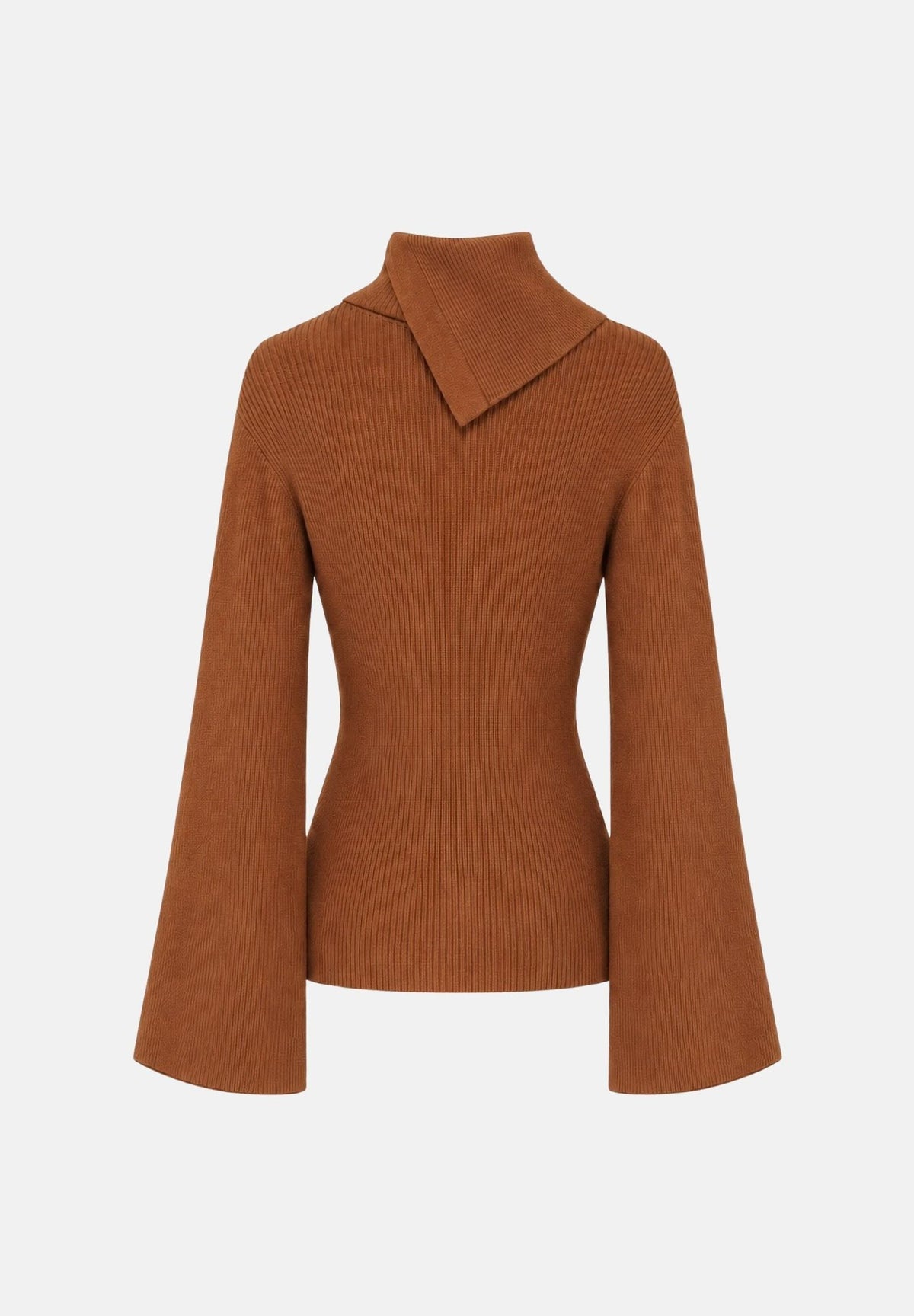 ELISABETTA FRANCHI Maglione con collo asimmetrico sigaro-marrone da donna con bottoni gioiello dorati<BR/> MK03S66E2 FK3 ELISABETTA FRANCHI