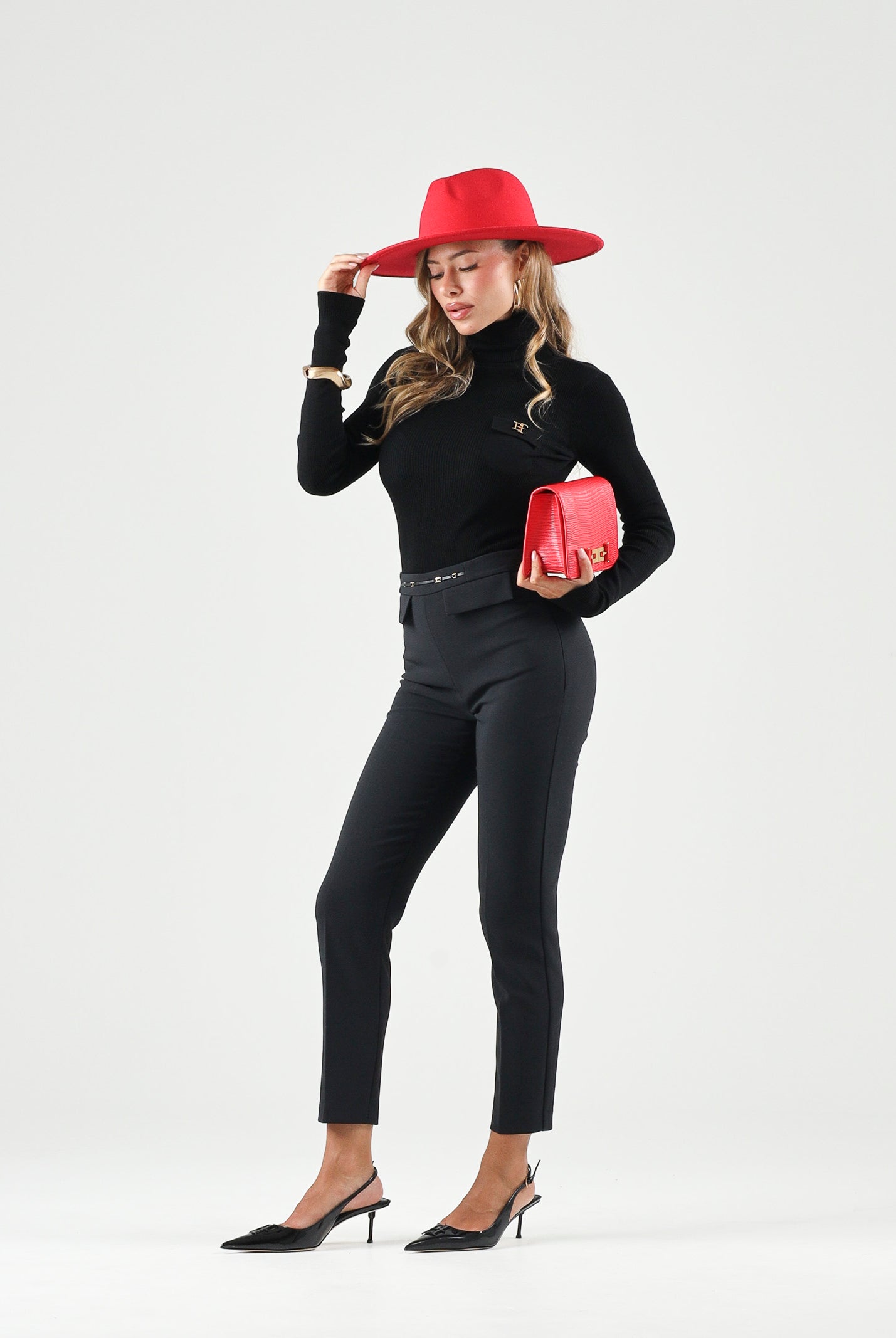 ELISABETTA FRANCHI Dolcevita in maglia dark-black nero da donna, CON RICAMI À JOUR MK05B66E2 110 ELISABETTA FRANCHI