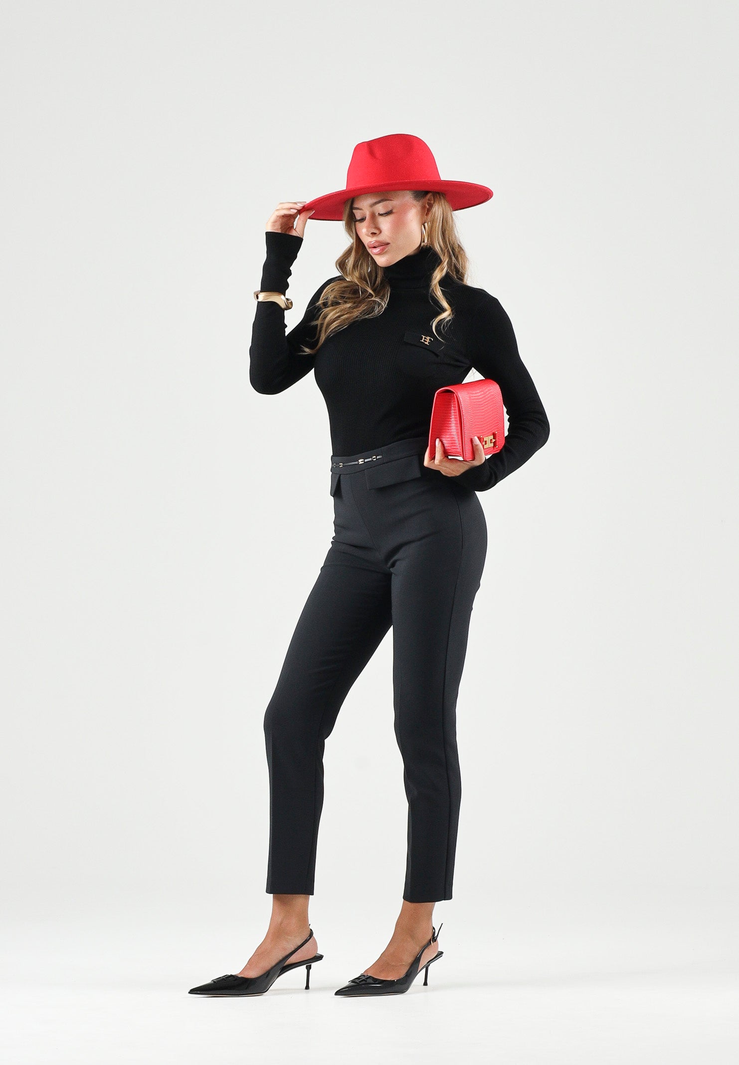 ELISABETTA FRANCHI Dolcevita in maglia dark-black nero da donna, CON RICAMI À JOUR MK05B66E2 110 ELISABETTA FRANCHI