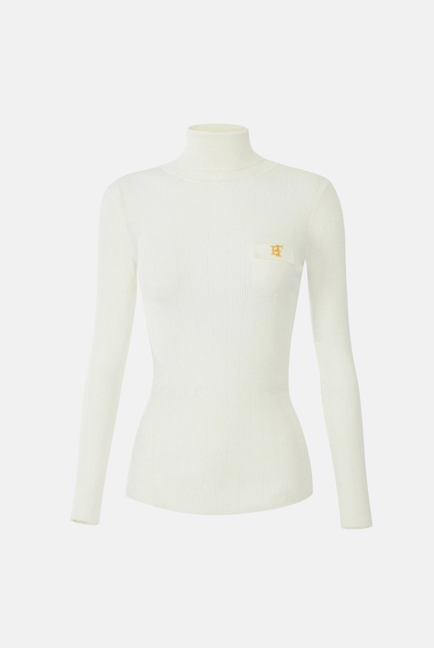 ELISABETTA FRANCHI Dolcevita in maglia avorio-bianco da donna CON RICAMI À JOUR MK05B66E2 360 ELISABETTA FRANCHI