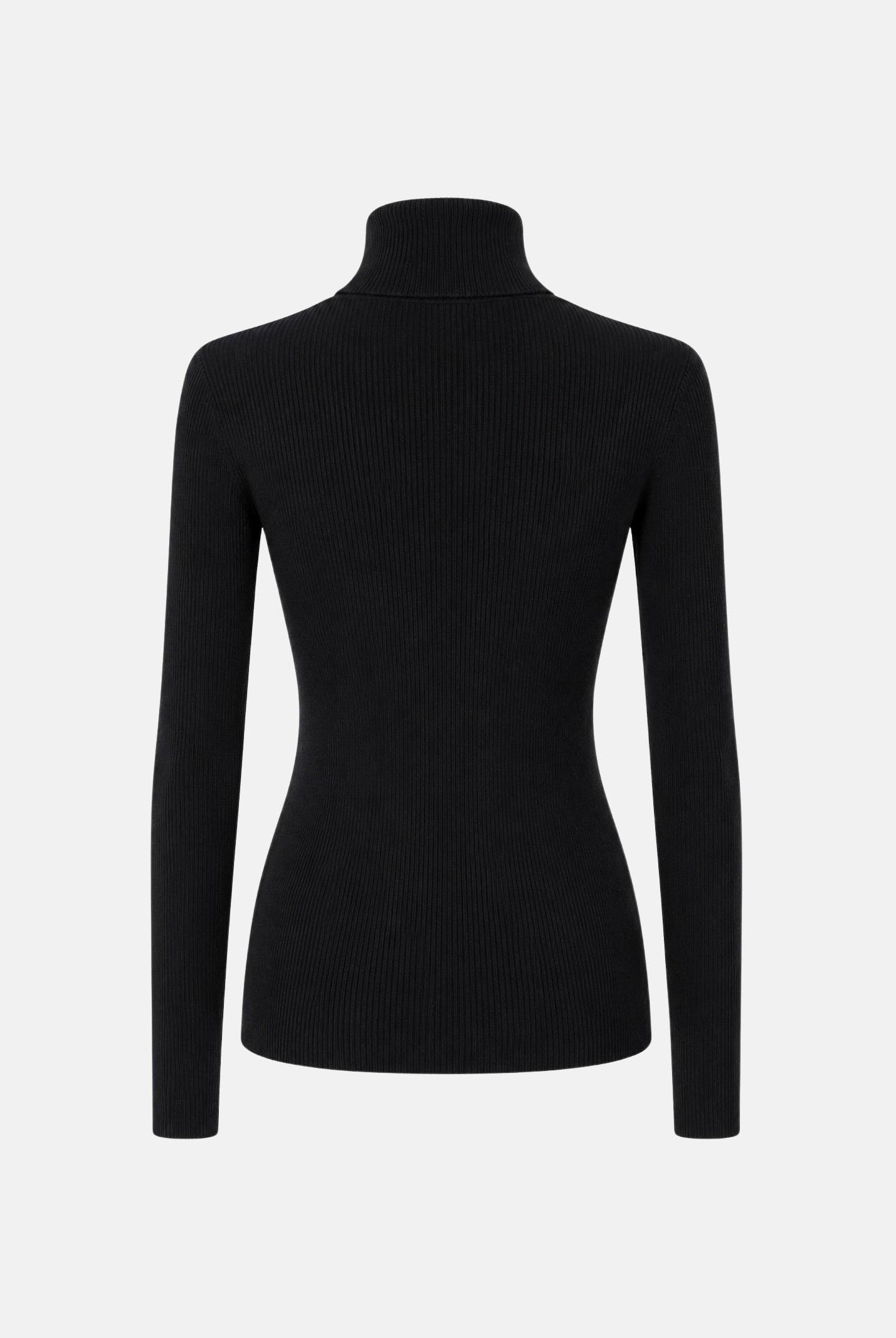 ELISABETTA FRANCHI Dolcevita nero dettagli burro, da donna <BR/>con logo e lettering a contrasto sul petto. MK18B66E2 685 ELISABETTA FRANCHI