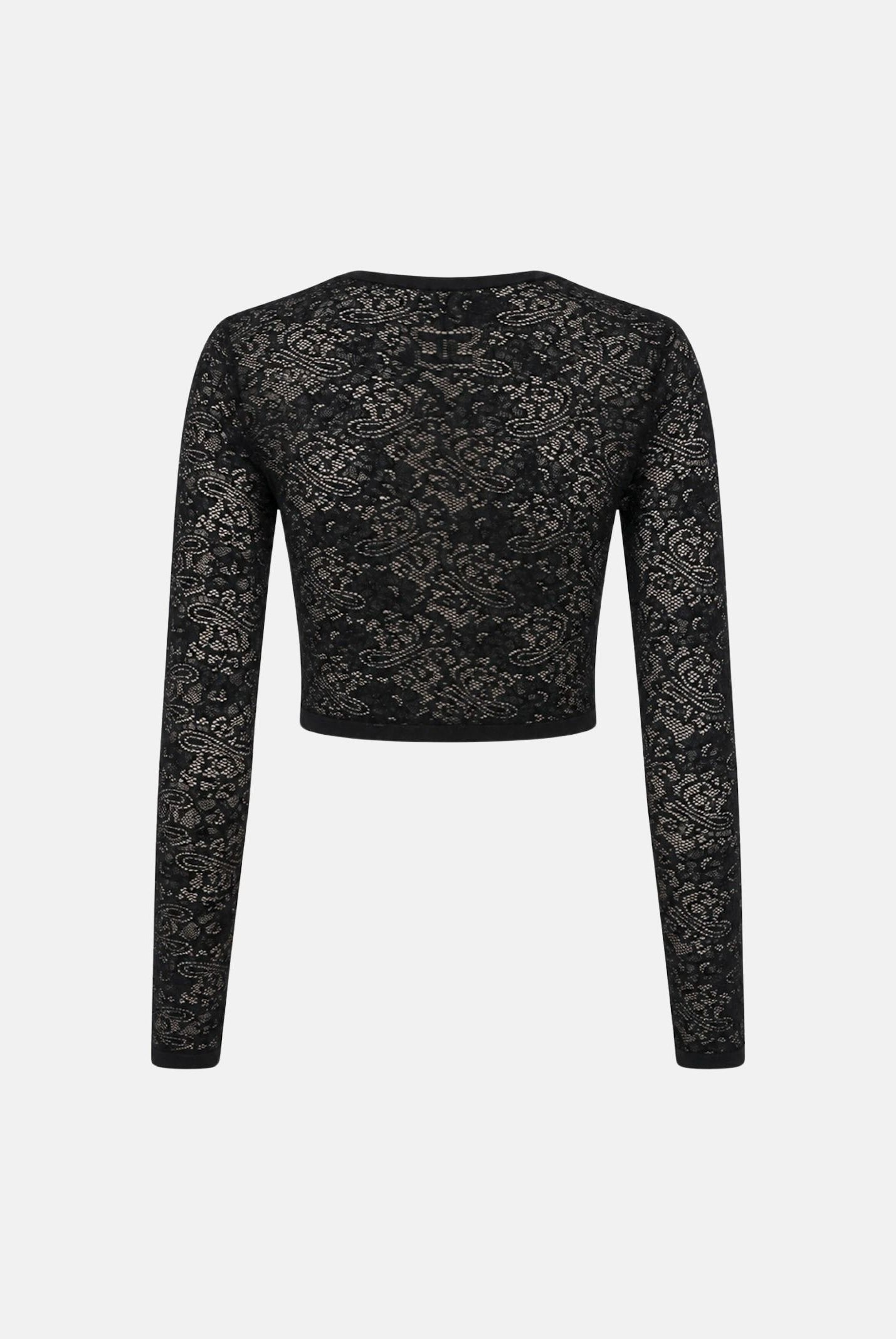 ELISABETTA FRANCHI Cardigan corto CARDIGAN CORTO IN PIZZO CON BOTTONI LOGATI Nero-Pelle, nero, donna. MK29Q66E2 FR9 ELISABETTA FRANCHI