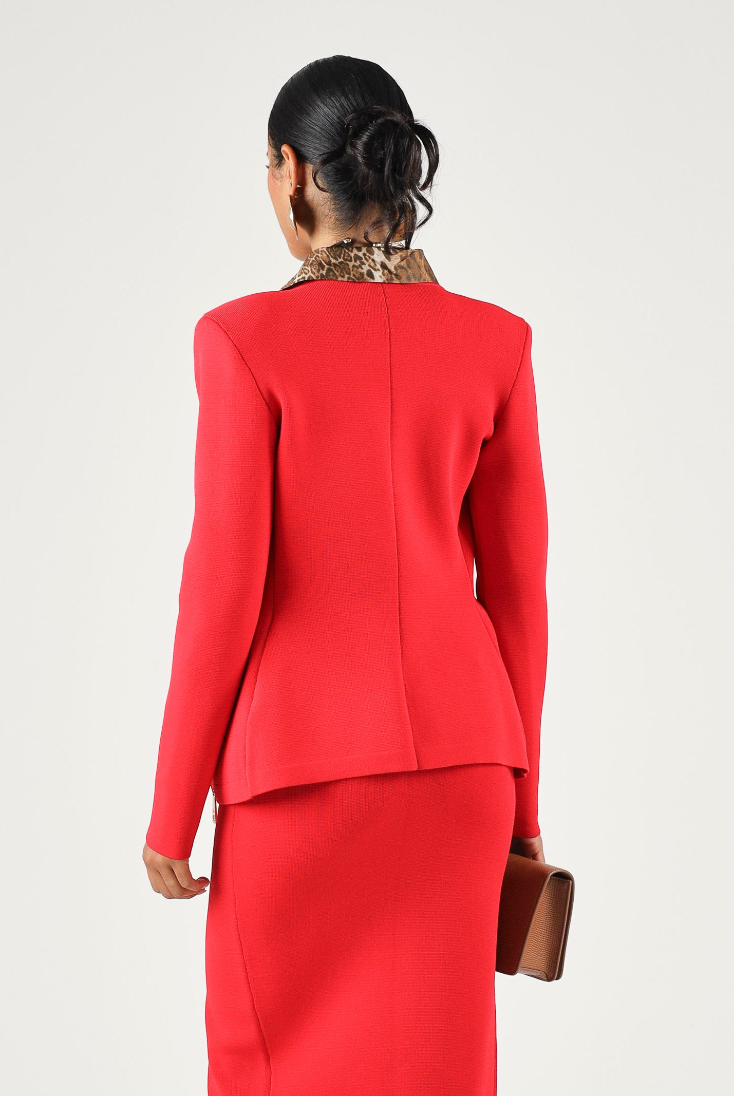 ELISABETTA FRANCHI Cardigan in maglia red-passion rosso da donna con dettagli zip in metallo dorato.<BR/> MK68B66E2 CG5 ELISABETTA FRANCHI