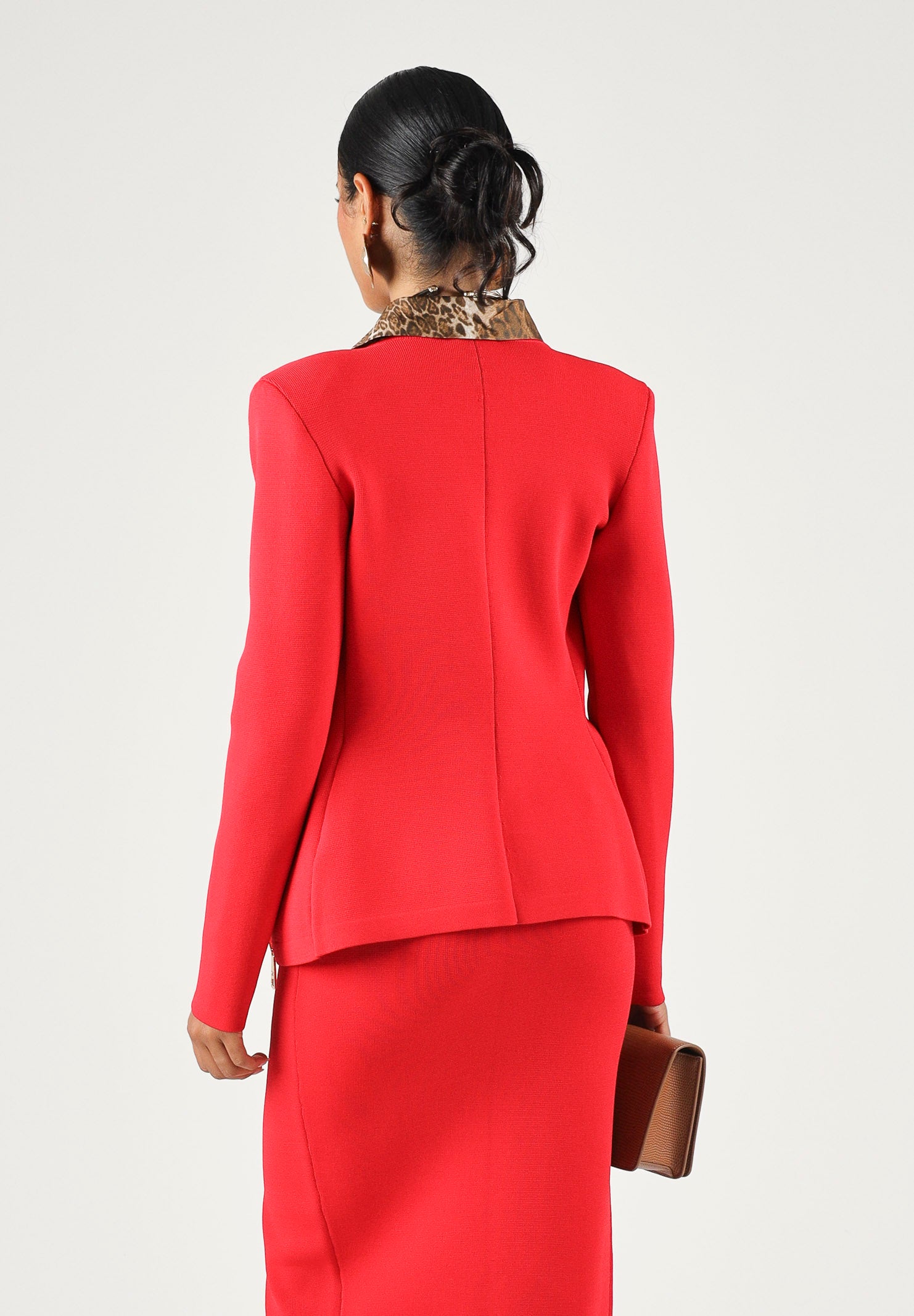 ELISABETTA FRANCHI Cardigan in maglia red-passion rosso da donna con dettagli zip in metallo dorato.<BR/> MK68B66E2 CG5 ELISABETTA FRANCHI