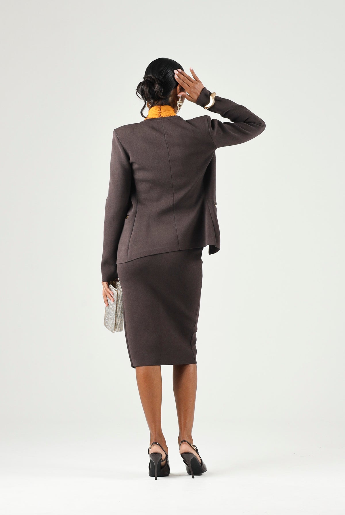 ELISABETTA FRANCHI Cardigan in maglia coffè-marrone da donna con dettagli zip in metallo dorato. MK68B66E2 EV9 ELISABETTA FRANCHI