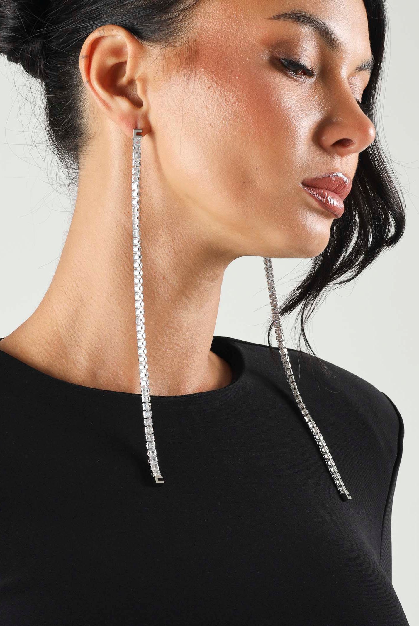ELISABETTA FRANCHI Orecchini pendenti silver-argento da donna con applicazioni di cristalli OR20A67E2 346 ELISABETTA FRANCHI