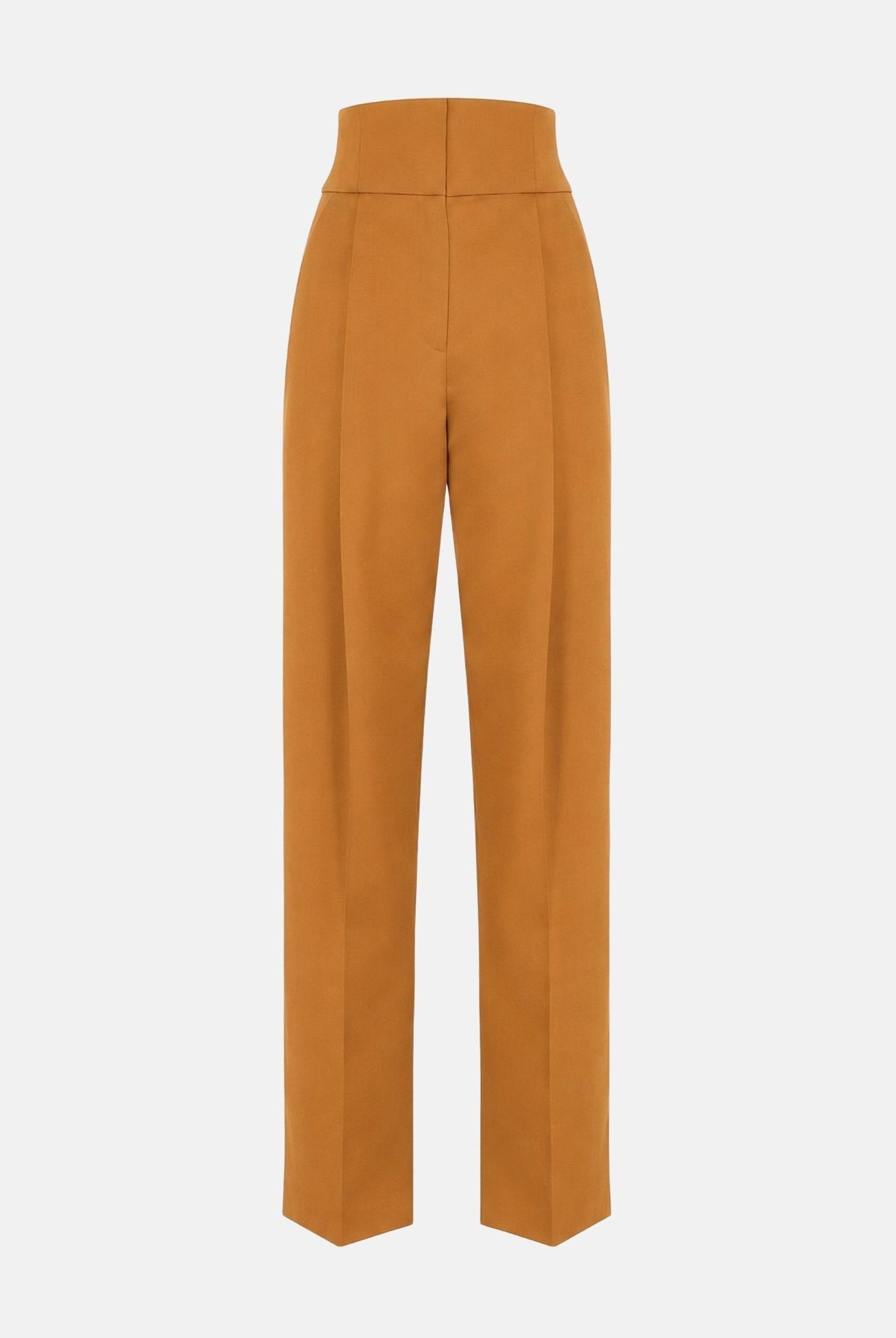 ELISABETTA FRANCHI Pantaloni a palazzo IN GABARDINA arancio da donna con linea ampia e piega stirata frontale PA17966E2 940 ELISABETTA FRANCHI