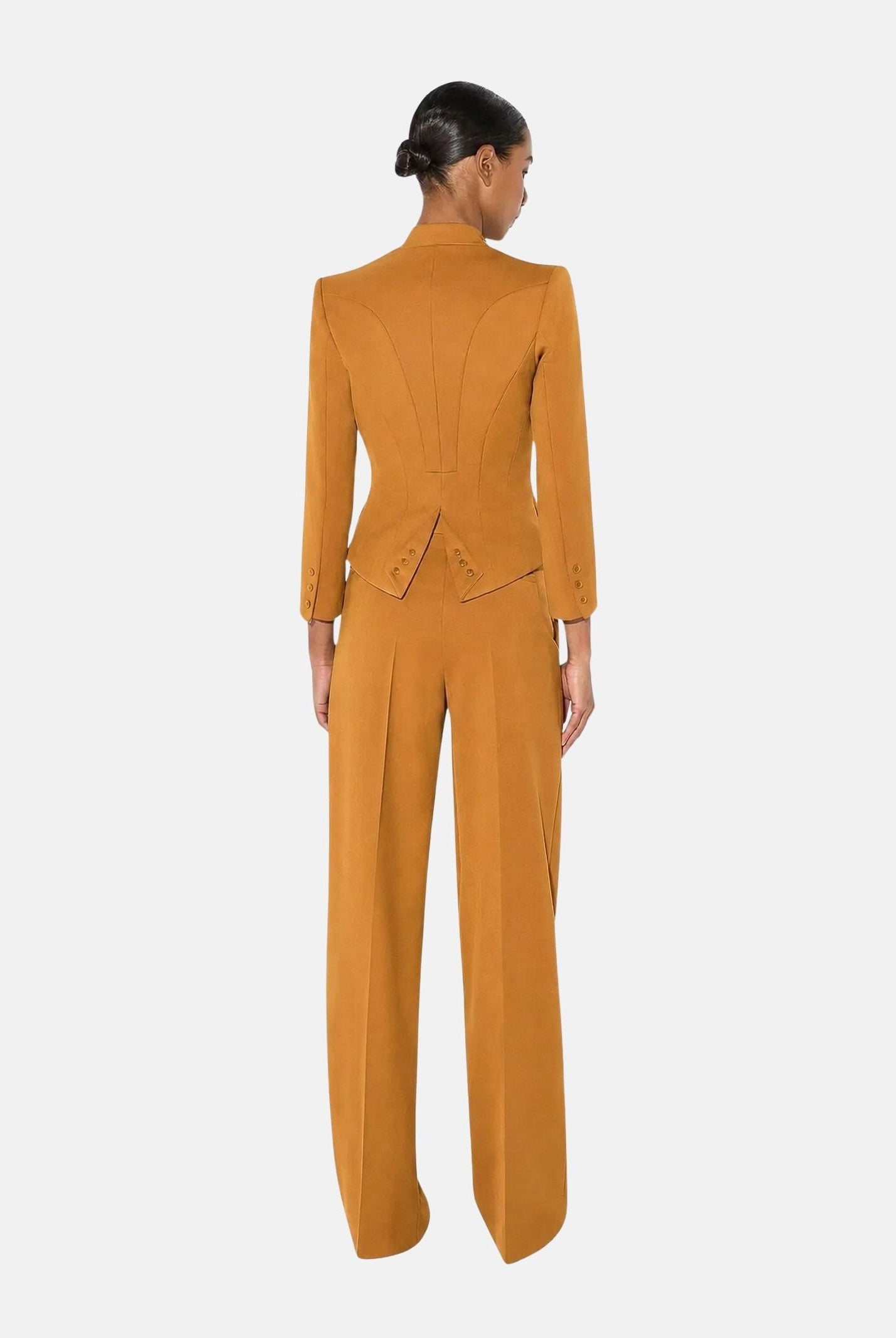 ELISABETTA FRANCHI Pantaloni a palazzo IN GABARDINA arancio da donna con linea ampia e piega stirata frontale PA17966E2 940 ELISABETTA FRANCHI
