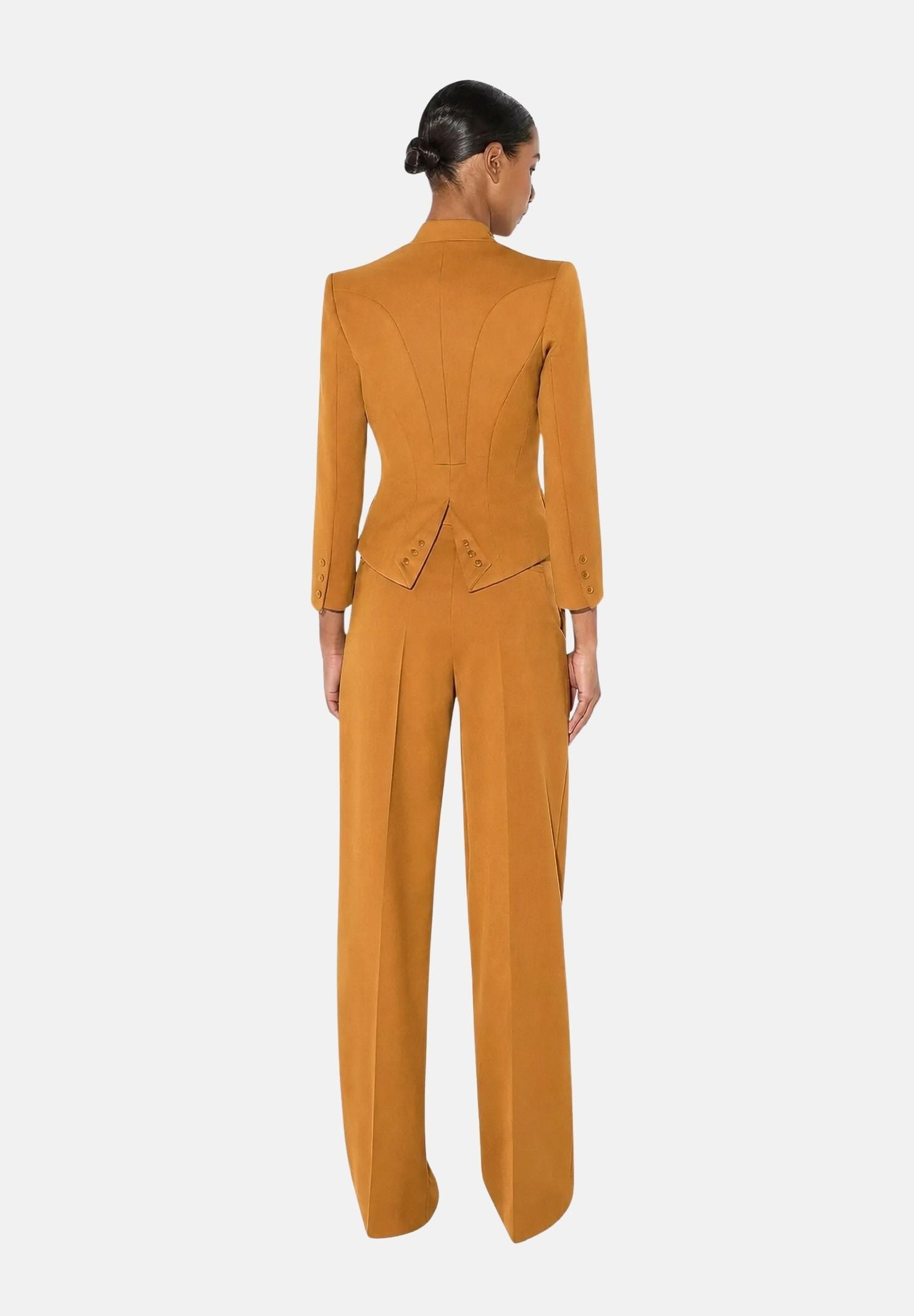 ELISABETTA FRANCHI Pantaloni a palazzo IN GABARDINA arancio da donna con linea ampia e piega stirata frontale PA17966E2 940 ELISABETTA FRANCHI