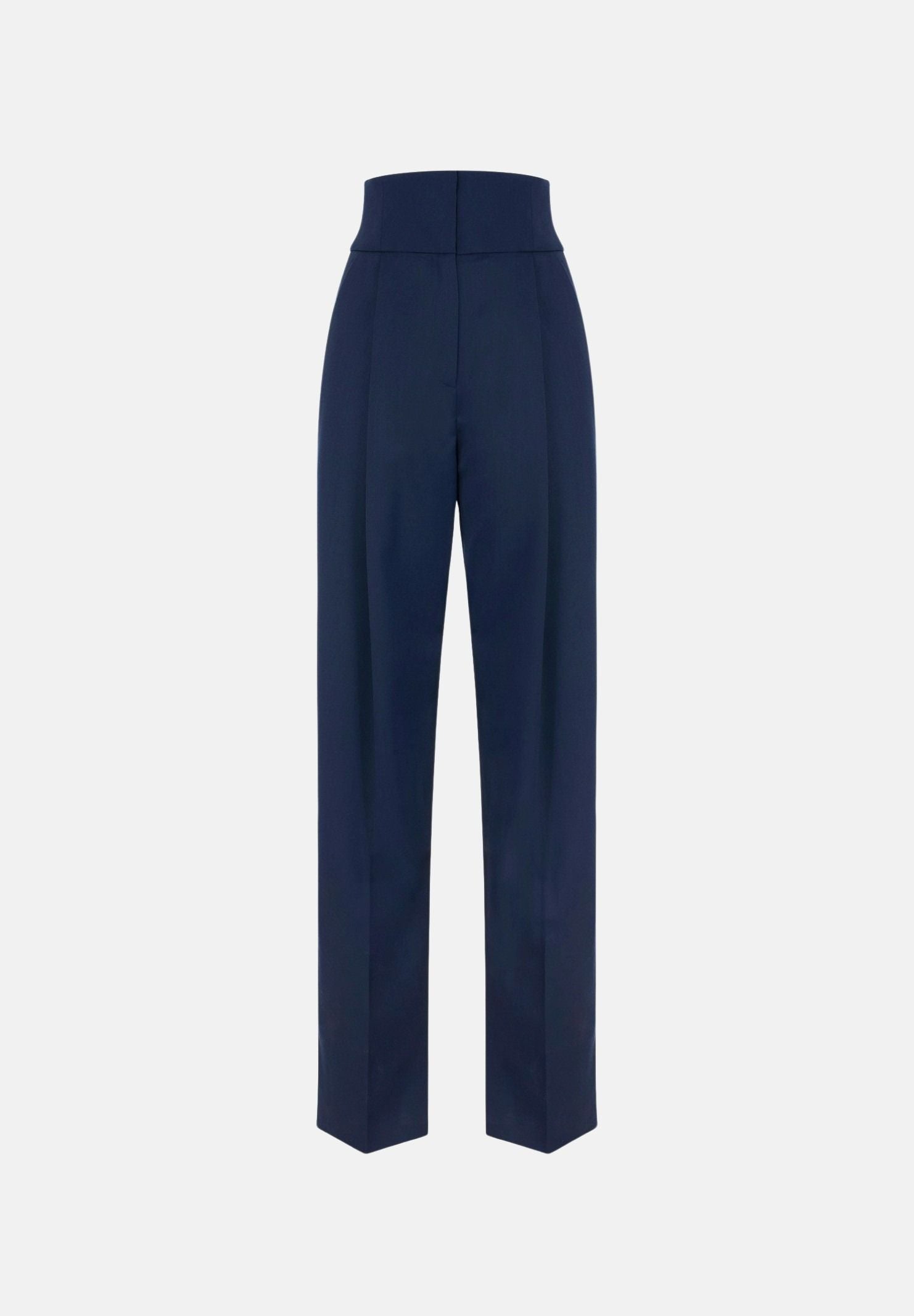 ELISABETTA FRANCHI Pantaloni in GABARDINA navy-blu da donna con linea ampia e piega stirata frontale<BR/> PA17966E2 B75 ELISABETTA FRANCHI