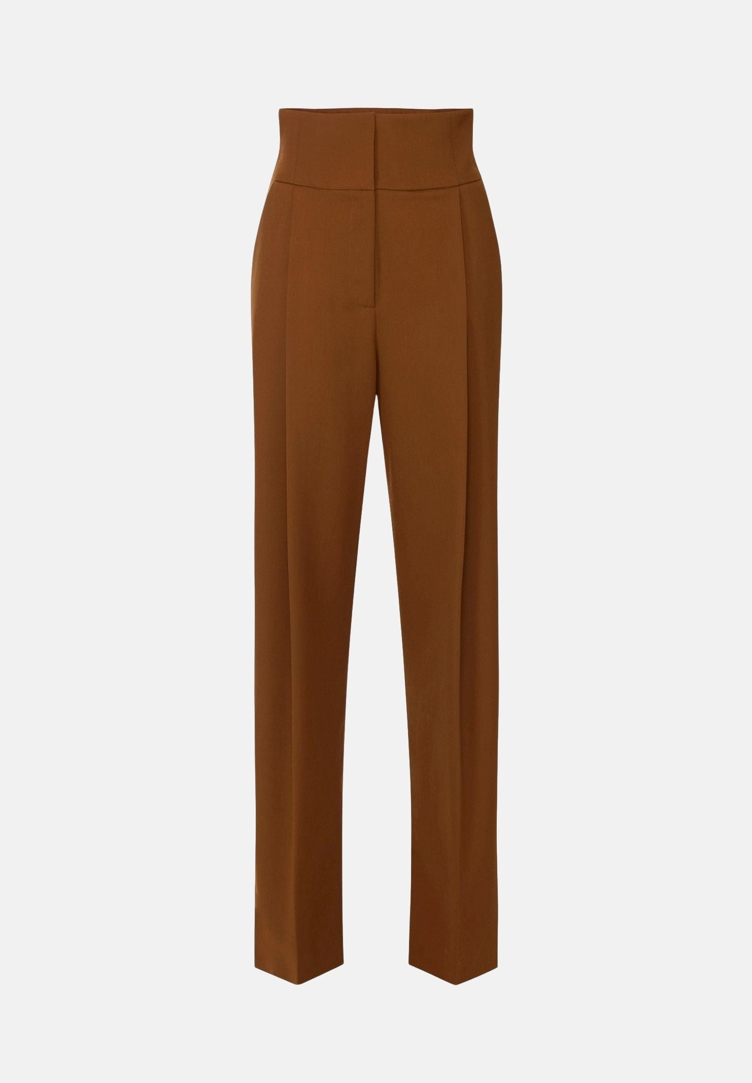 ELISABETTA FRANCHI Pantaloni a palazzo in GABARDINA sigaro marrone da donna con linea ampia e piega stirata frontale PA17966E2 FK3 ELISABETTA FRANCHI