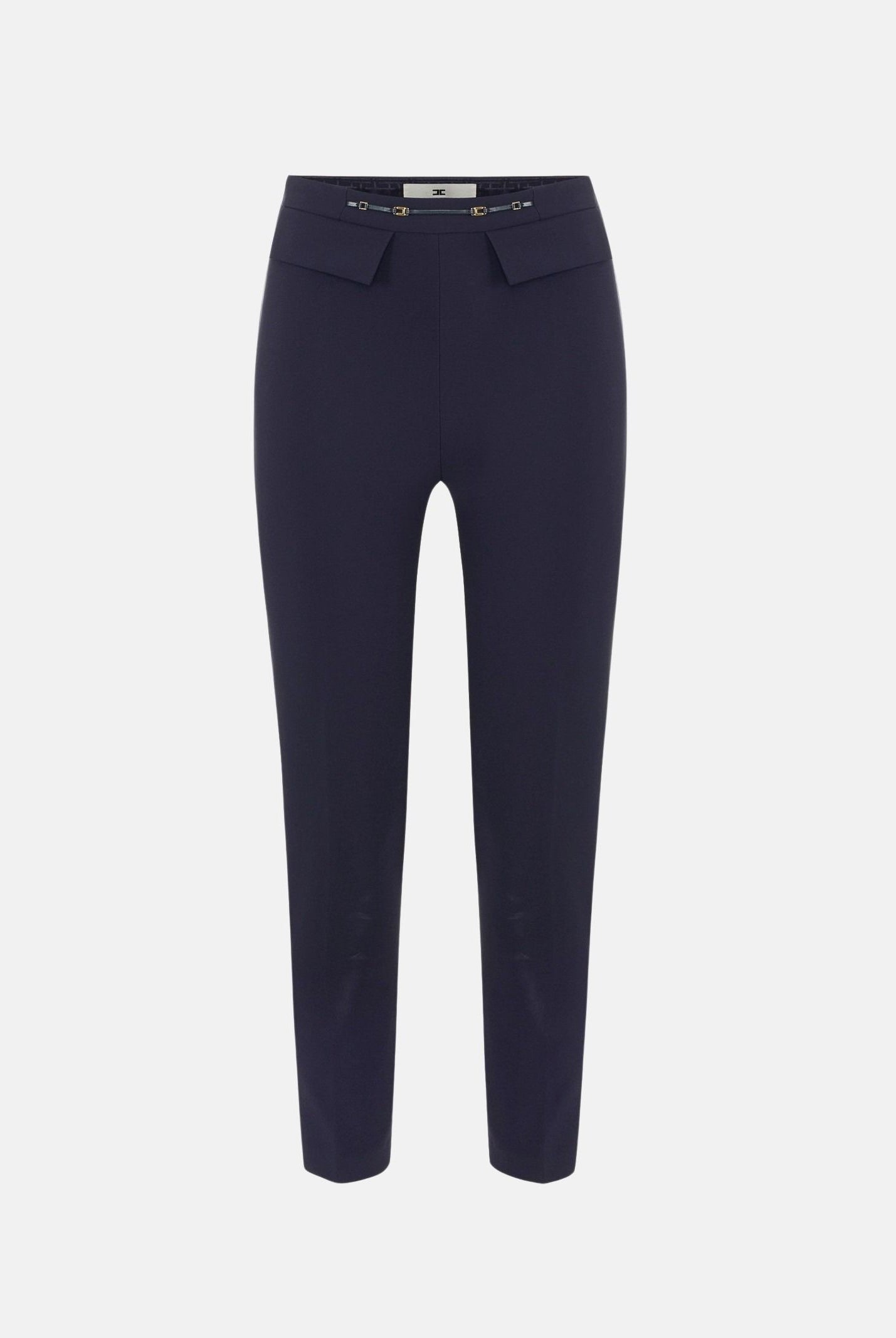ELISABETTA FRANCHI Pantalone IN DOPPIO CRÊPE STRETCH blu da donna con morsetto logo PA19566E2 H88 ELISABETTA FRANCHI