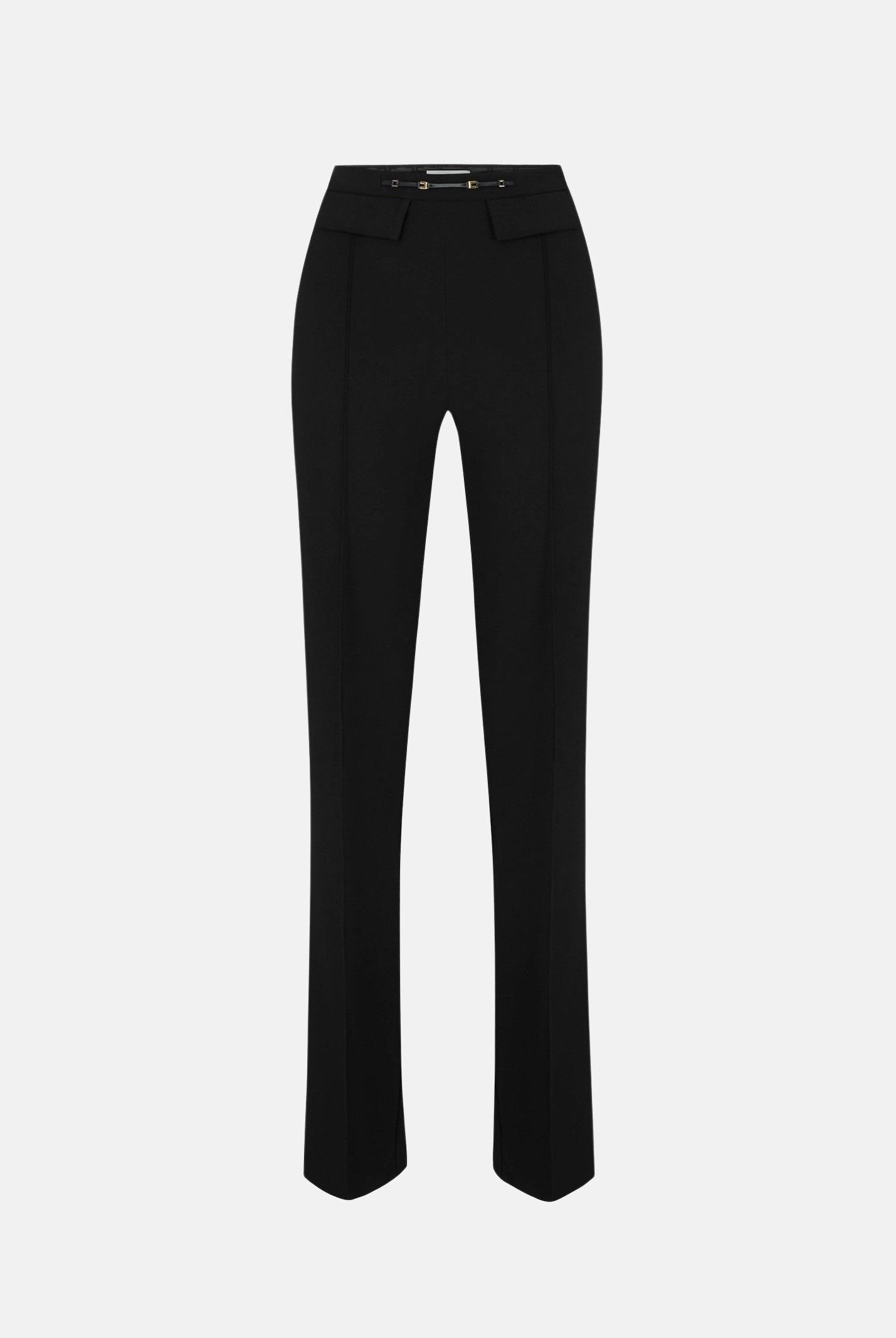 ELISABETTA FRANCHI Pantalone IN DOPPIO CRÊPE STRETCH nero da donna con morsetto logo PA19666E2 110 ELISABETTA FRANCHI