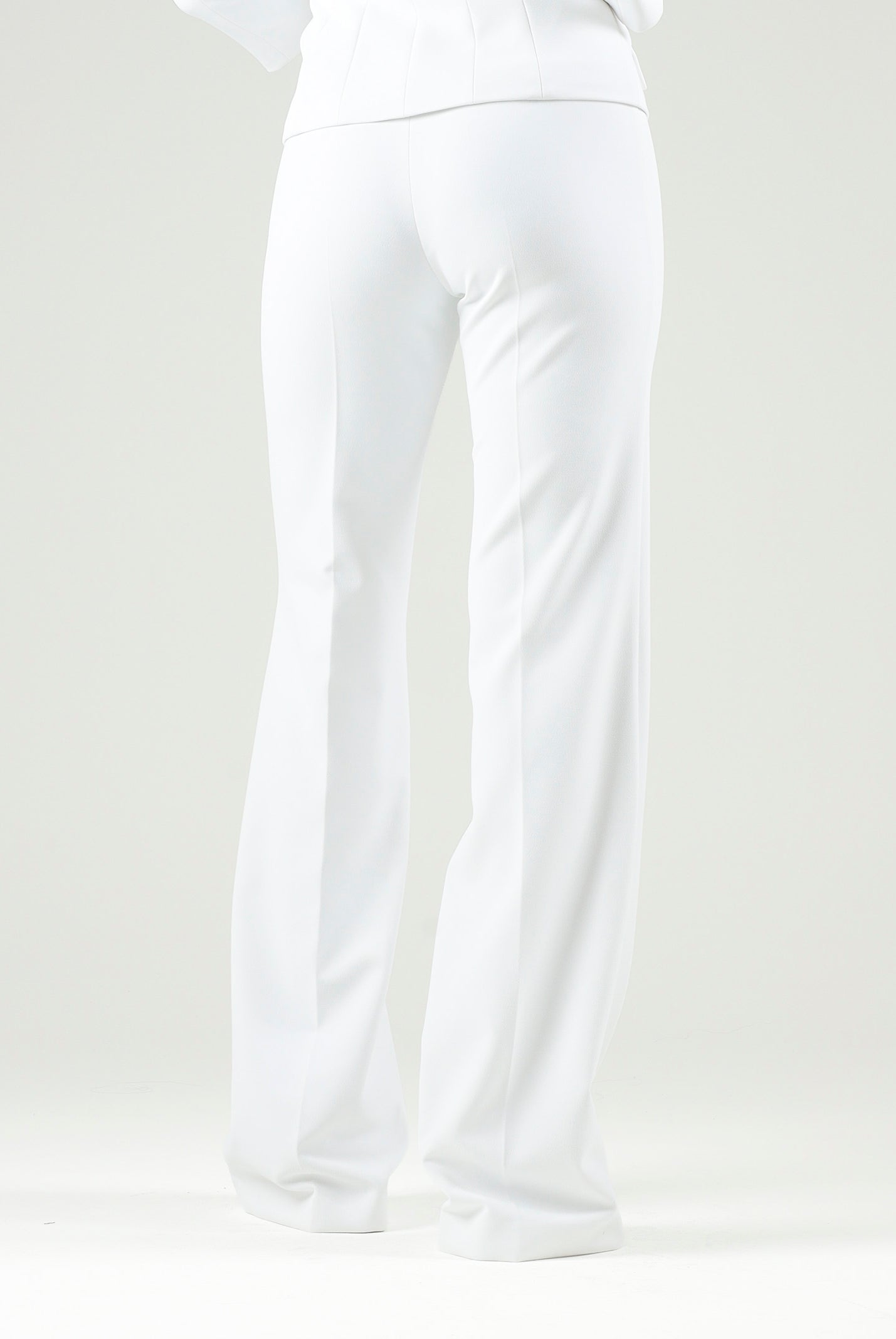 ELISABETTA FRANCHI Pantalone IN DOPPIO CRÊPE STRETCH avorio da donna con morsetto logo PA19666E2 360 ELISABETTA FRANCHI
