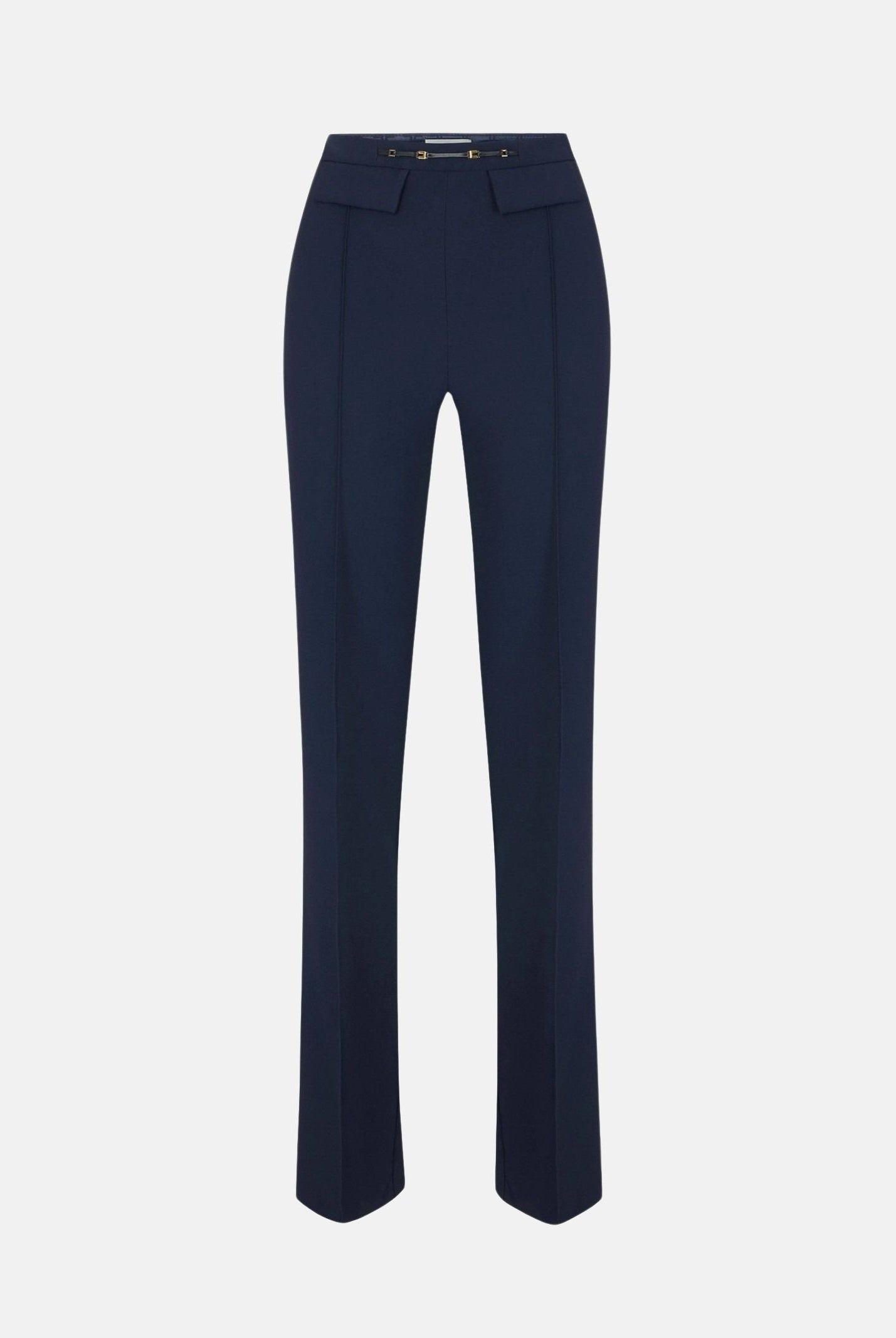 ELISABETTA FRANCHI Pantalone IN DOPPIO CRÊPE STRETCH blu notte da donna con morsetto logo PA19666E2 H88 ELISABETTA FRANCHI