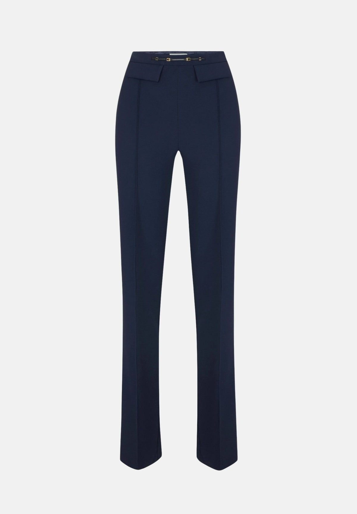 ELISABETTA FRANCHI Pantalone IN DOPPIO CRÊPE STRETCH blu notte da donna con morsetto logo PA19666E2 H88 ELISABETTA FRANCHI