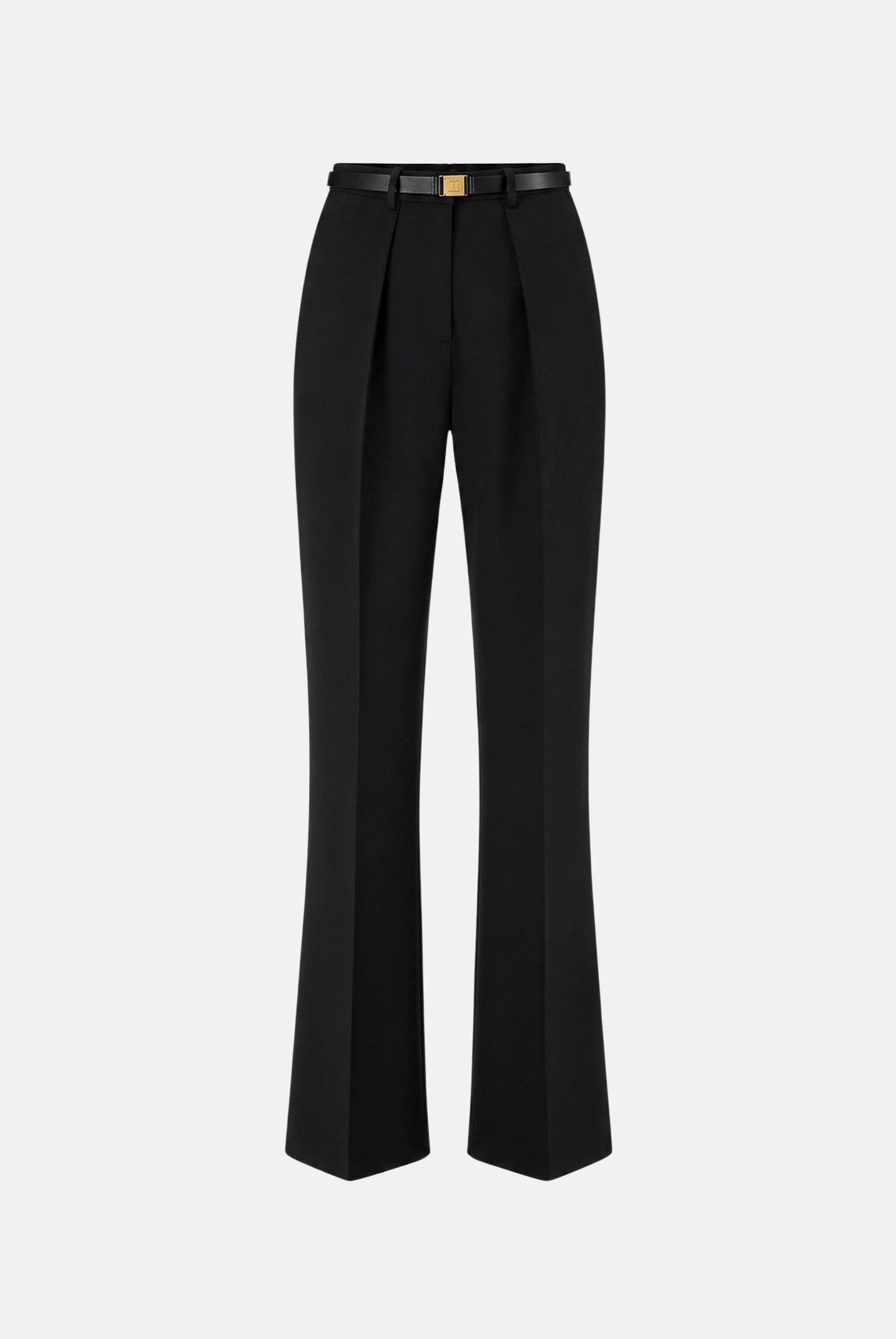 ELISABETTA FRANCHI Pantaloni IN CRÊPE nero da donna con cintura coordinata e dettaglio logo PA20766E2 110 ELISABETTA FRANCHI