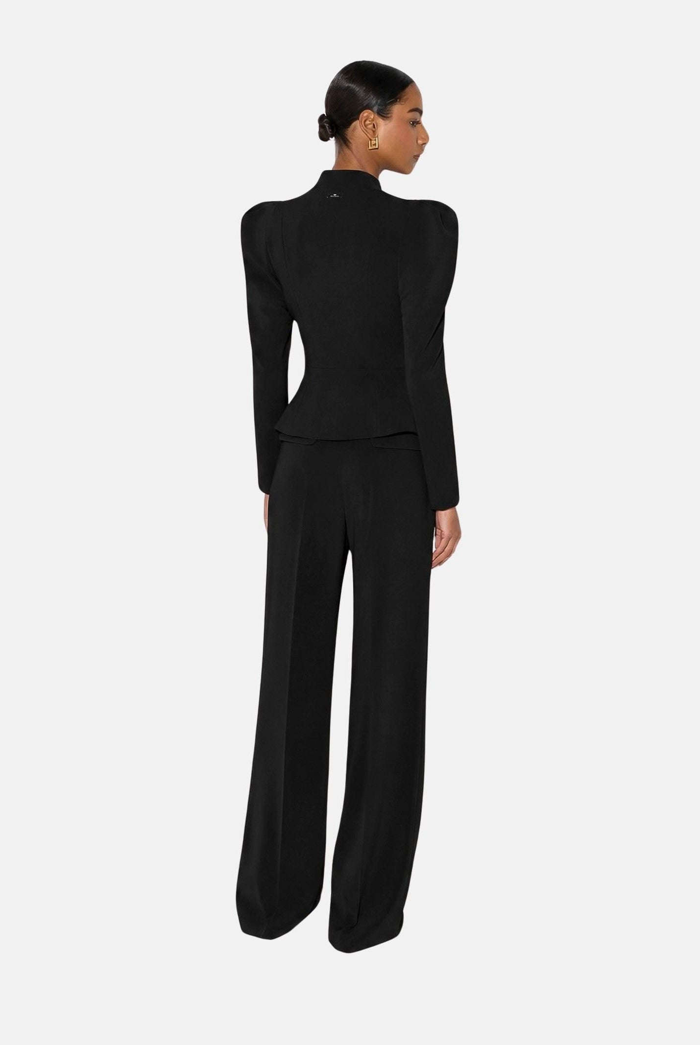ELISABETTA FRANCHI Pantaloni IN CRÊPE nero da donna con cintura coordinata e dettaglio logo PA20766E2 110 ELISABETTA FRANCHI