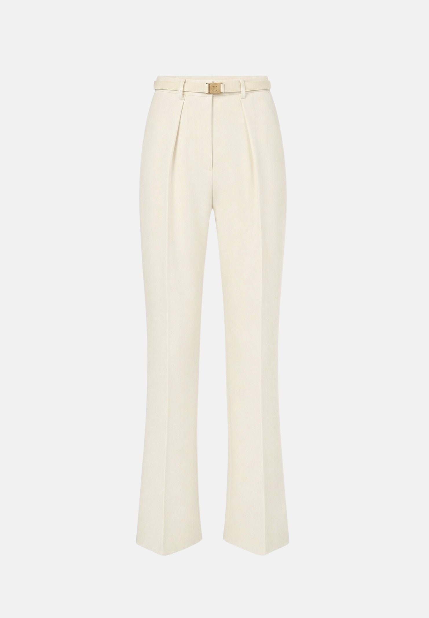 ELISABETTA FRANCHI Pantaloni IN CRÊPE burro da donna con cintura coordinata e dettaglio logo PA20766E2 360 ELISABETTA FRANCHI