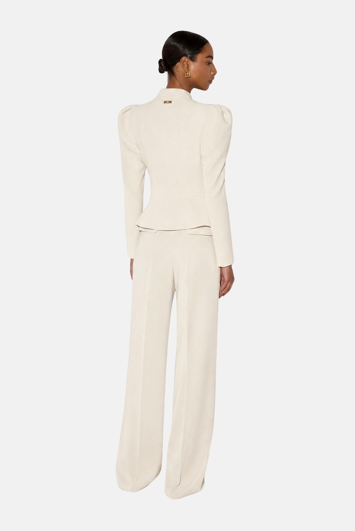 ELISABETTA FRANCHI Pantaloni IN CRÊPE burro da donna con cintura coordinata e dettaglio logo PA20766E2 360 ELISABETTA FRANCHI