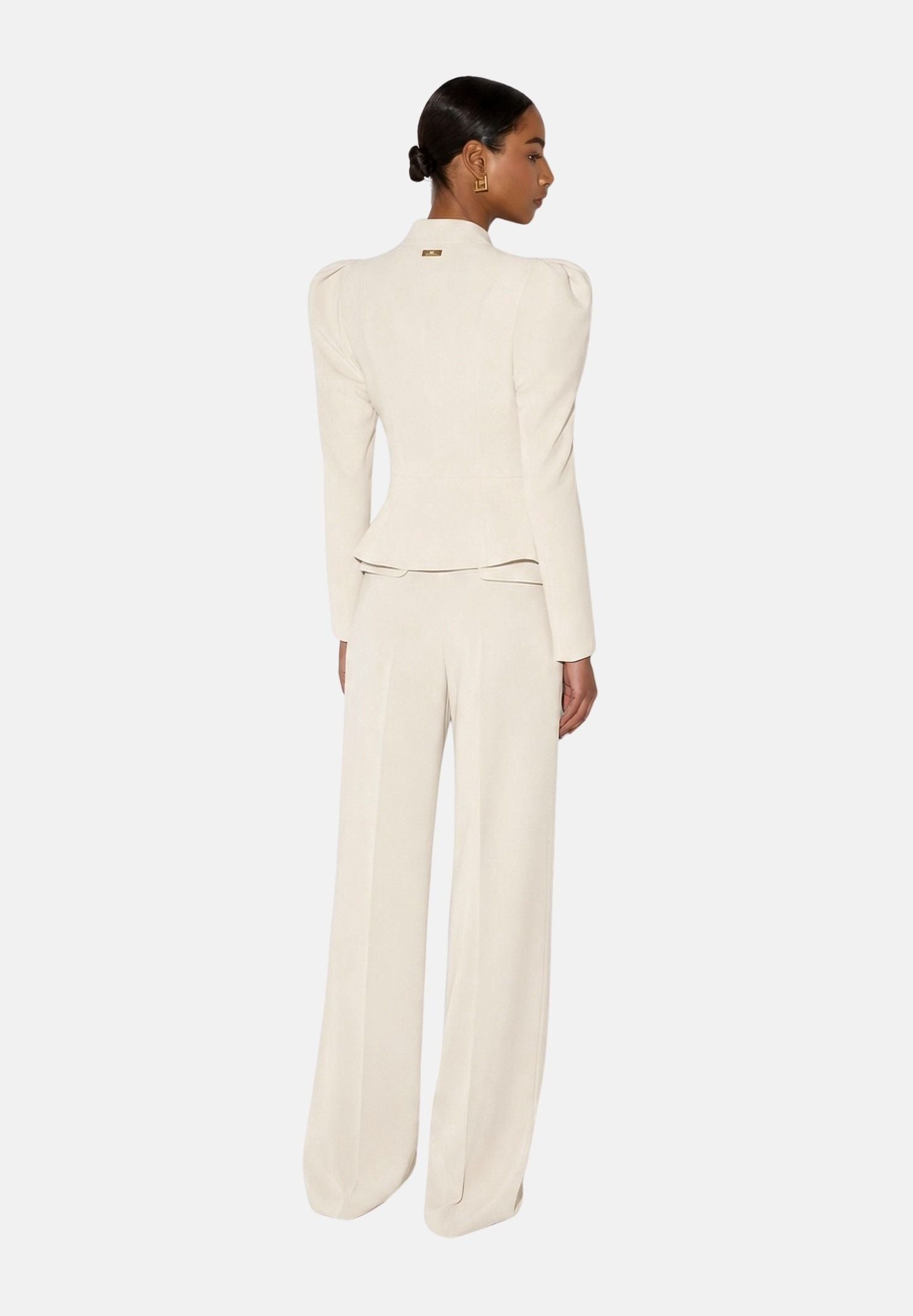 ELISABETTA FRANCHI Pantaloni IN CRÊPE burro da donna con cintura coordinata e dettaglio logo PA20766E2 360 ELISABETTA FRANCHI