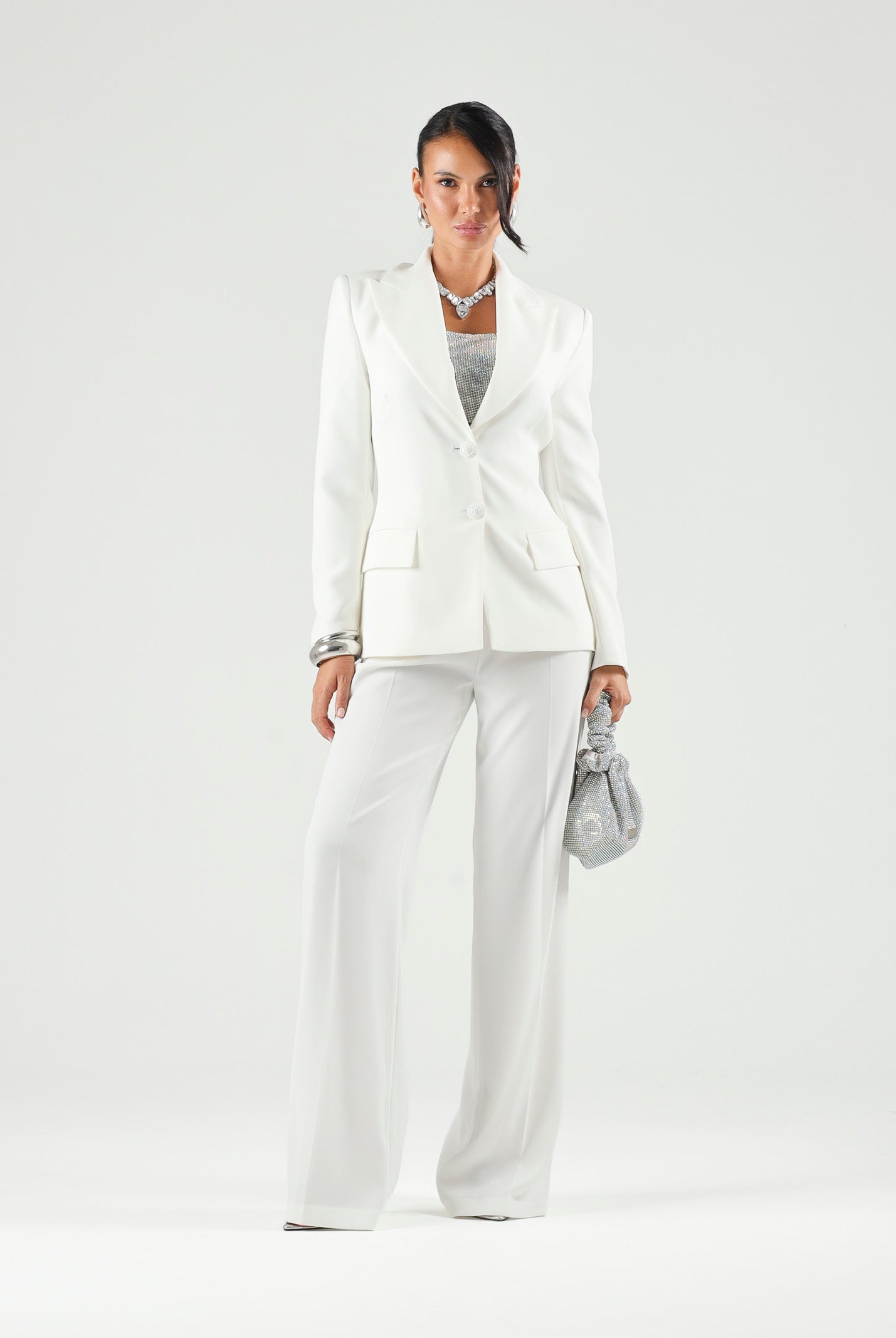 ELISABETTA FRANCHI Pantaloni IN CRÊPE burro da donna con cintura coordinata e dettaglio logo PA20766E2 360 ELISABETTA FRANCHI