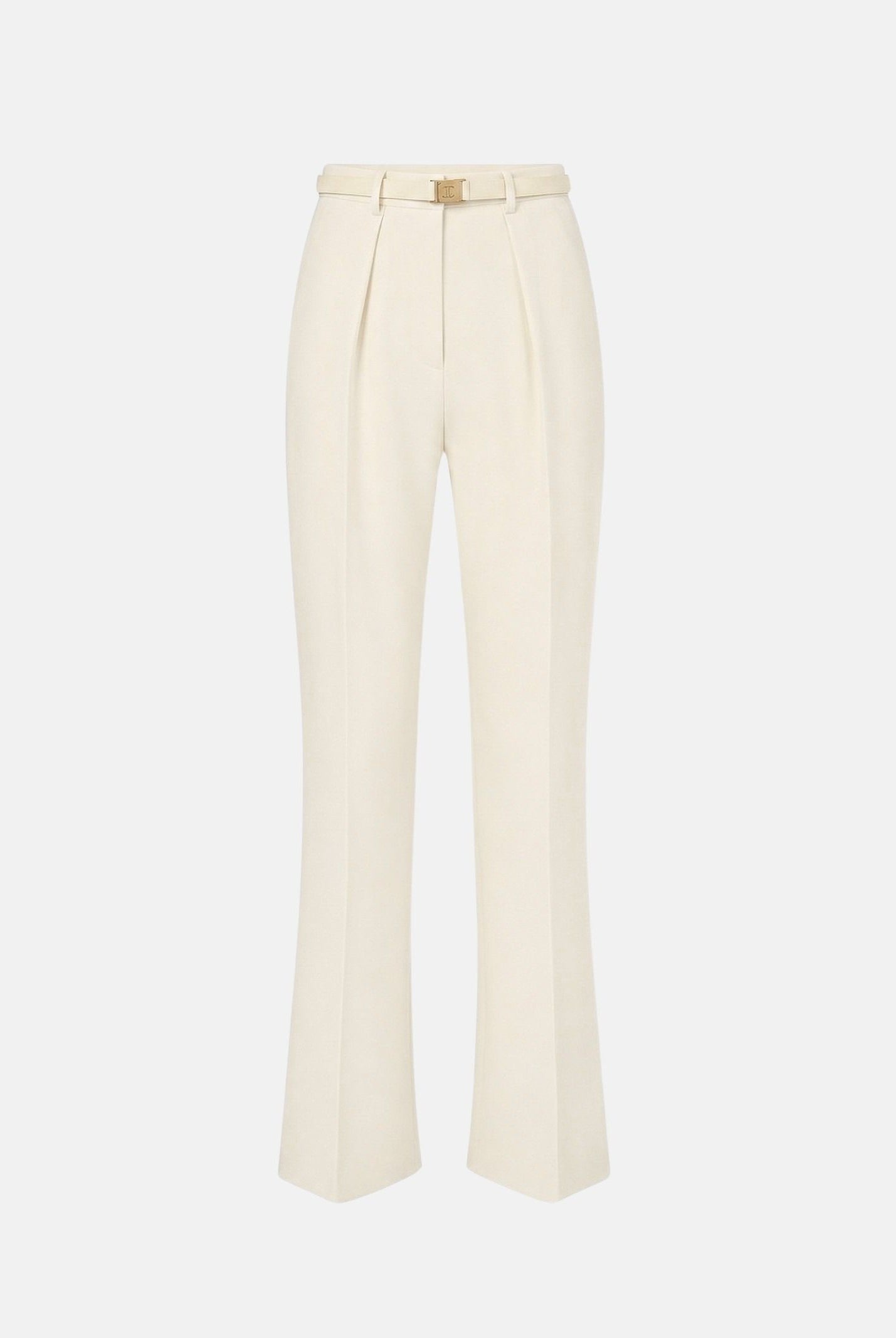 ELISABETTA FRANCHI Pantaloni IN CRÊPE burro da donna con cintura coordinata e dettaglio logo PA20766E2 360 ELISABETTA FRANCHI