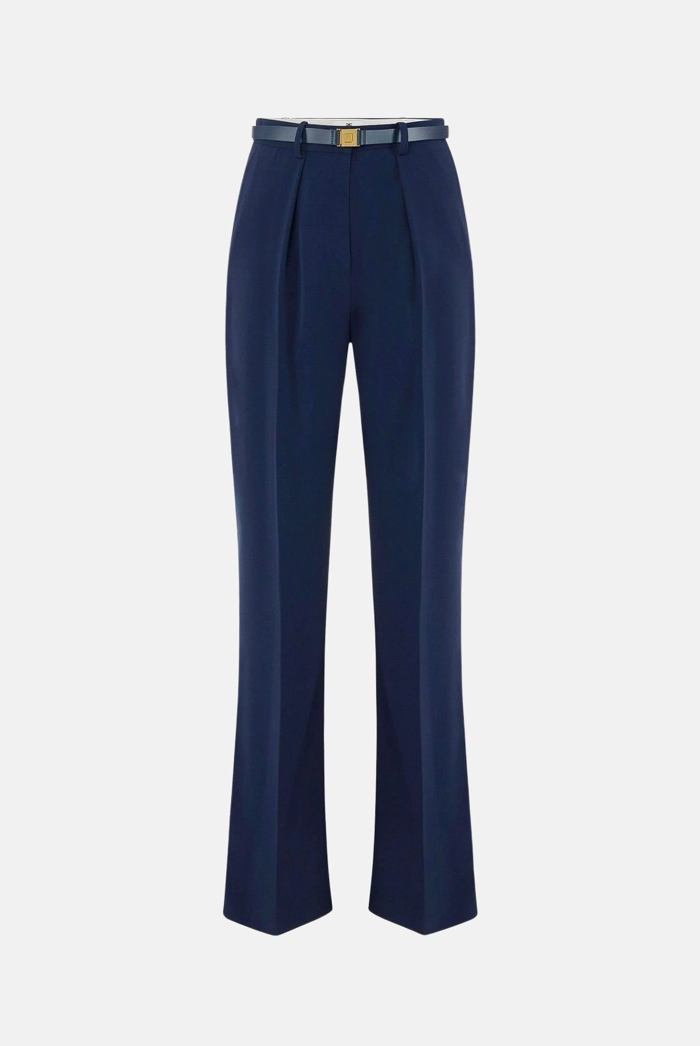 ELISABETTA FRANCHI Pantaloni IN CRÊPE blu notte da donna con cintura coordinata e dettaglio logo PA20766E2 H88 ELISABETTA FRANCHI