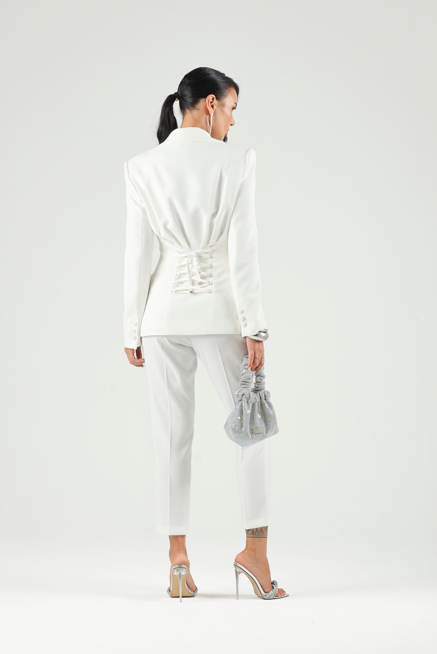 ELISABETTA FRANCHI Pantaloni in crêpe leggero Avorio - Bianco Donna. PA20966E2 360 ELISABETTA FRANCHI