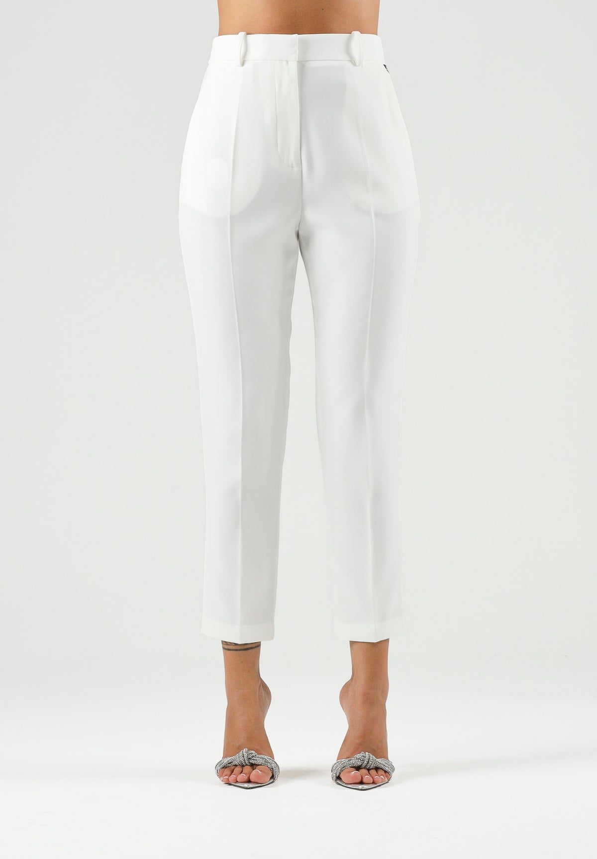 ELISABETTA FRANCHI Pantaloni in crêpe leggero avorio da donna PA20966E2 360 ELISABETTA FRANCHI