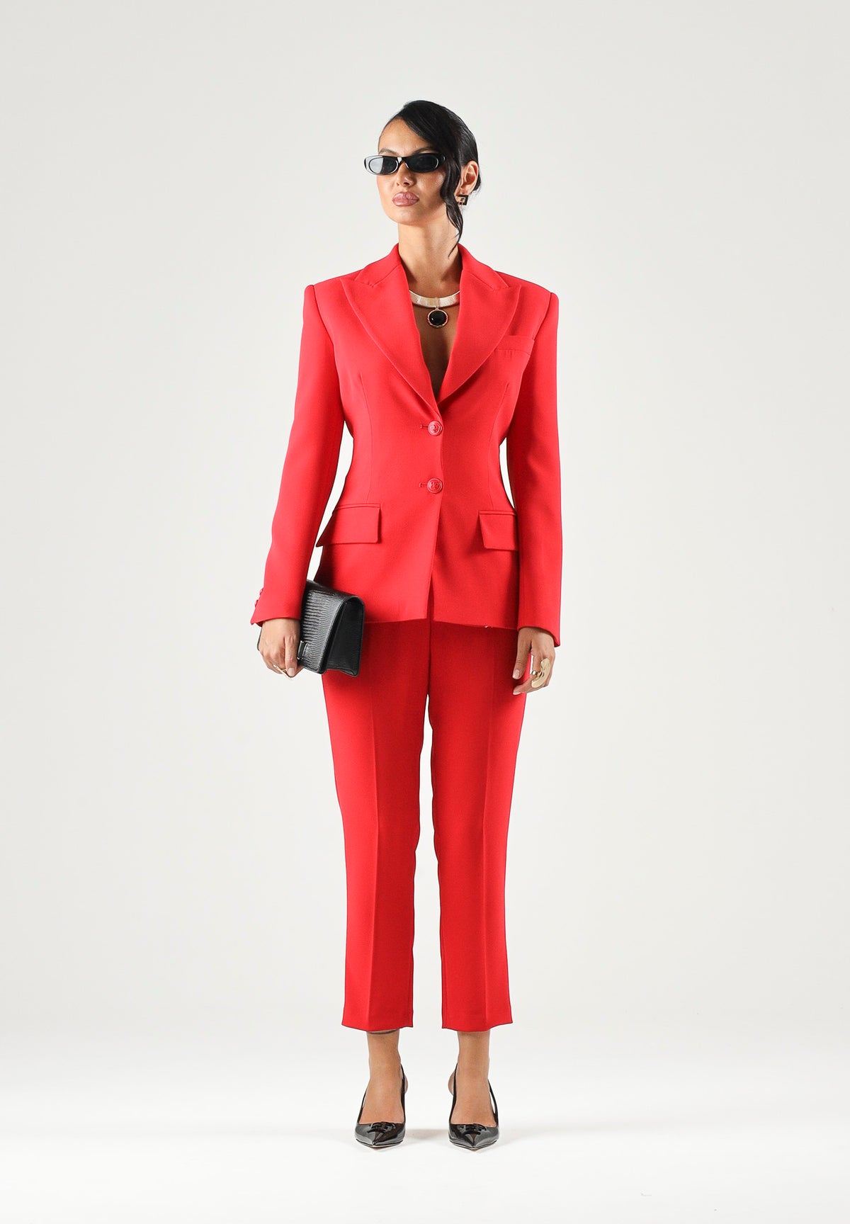 ELISABETTA FRANCHI Pantaloni in crêpe leggero Red Passion - Rosso Donna. PA20966E2 CG5 ELISABETTA FRANCHI