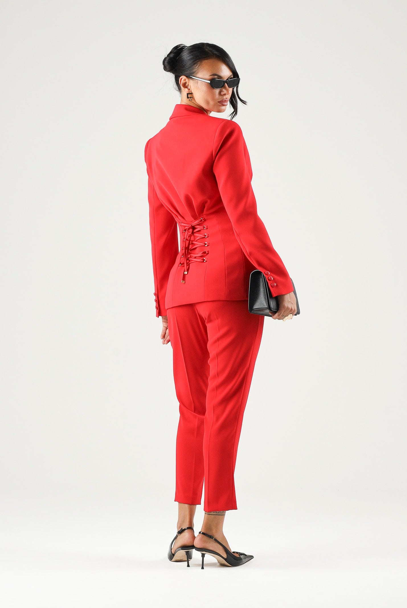 ELISABETTA FRANCHI Pantaloni in crêpe leggero Red Passion - Rosso Donna. PA20966E2 CG5 ELISABETTA FRANCHI