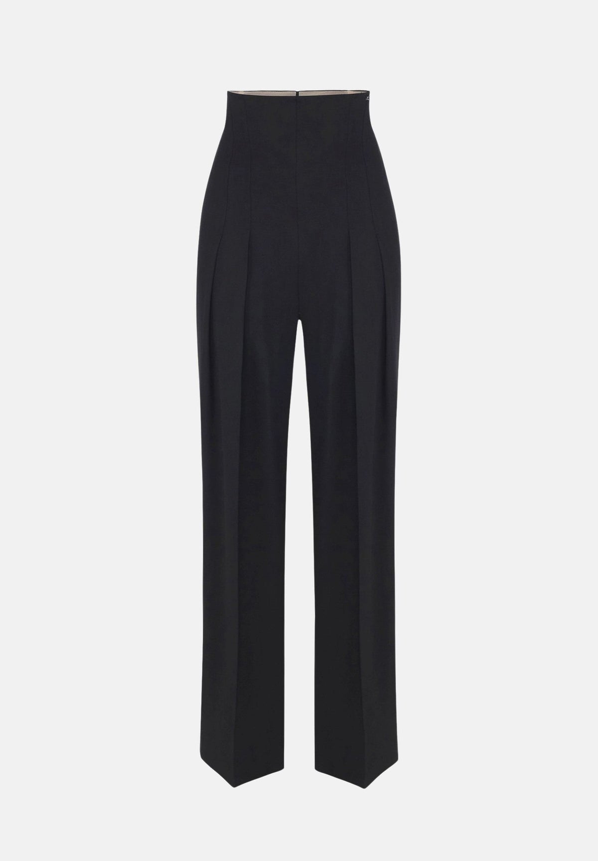 ELISABETTA FRANCHI Pantaloni in gabardina fluida neri per donna con vita alta, costruzione bustier PA22267E2 110 ELISABETTA FRANCHI